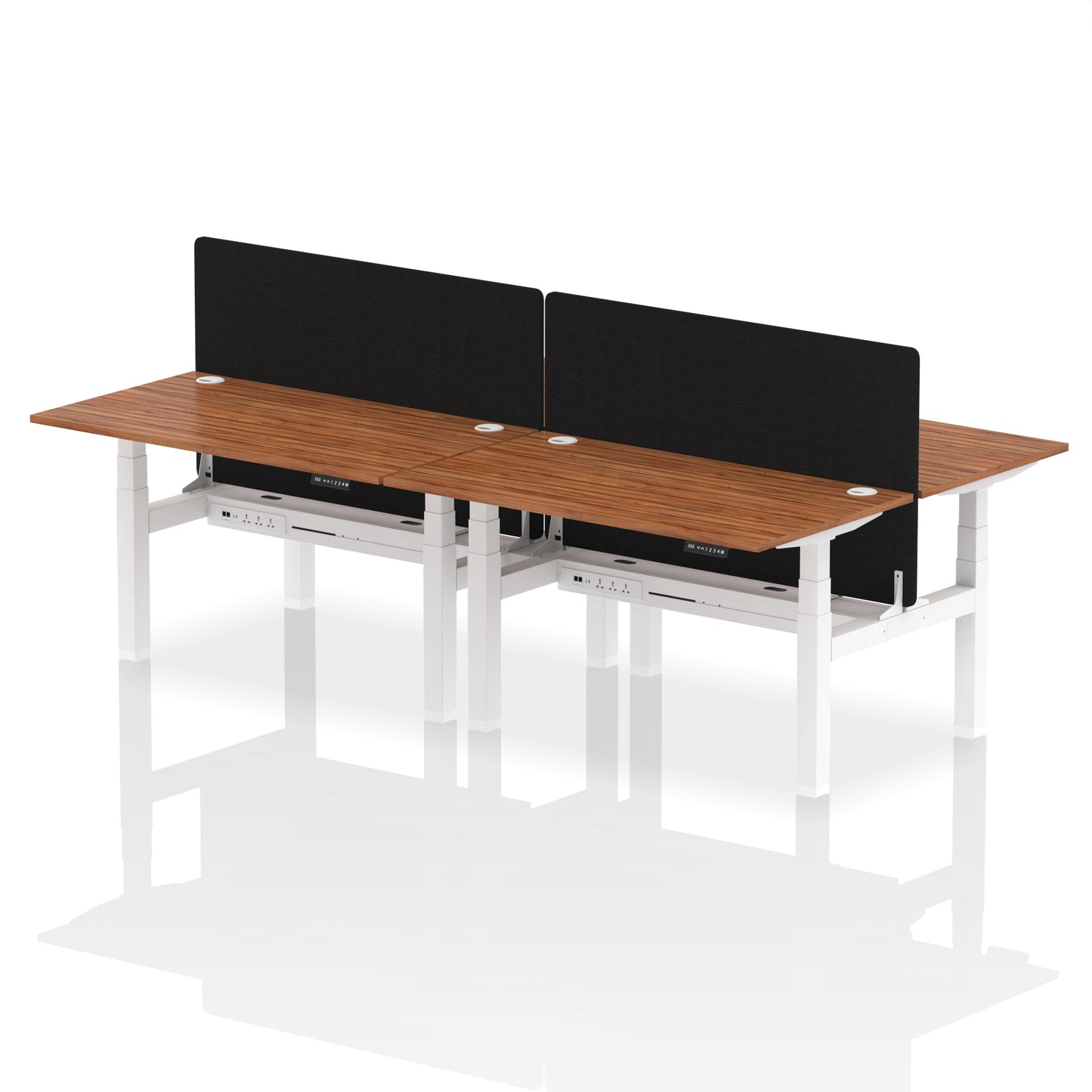 Air Back-to-Back Height Adjustable Bench Desk - 4 Person with Black Straight Screen - 1200mm, 1400mm, 1600mm, 1800mm - Multiple Colour Options
