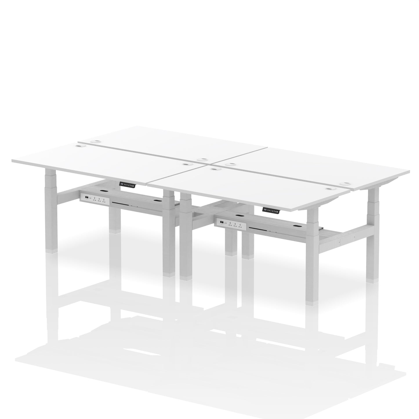 Air Back-to-Back Height Adjustable Bench Desk - 4 Person - 1200mm, 1400mm, 1600mm, 1800mm - Multiple Colour Options