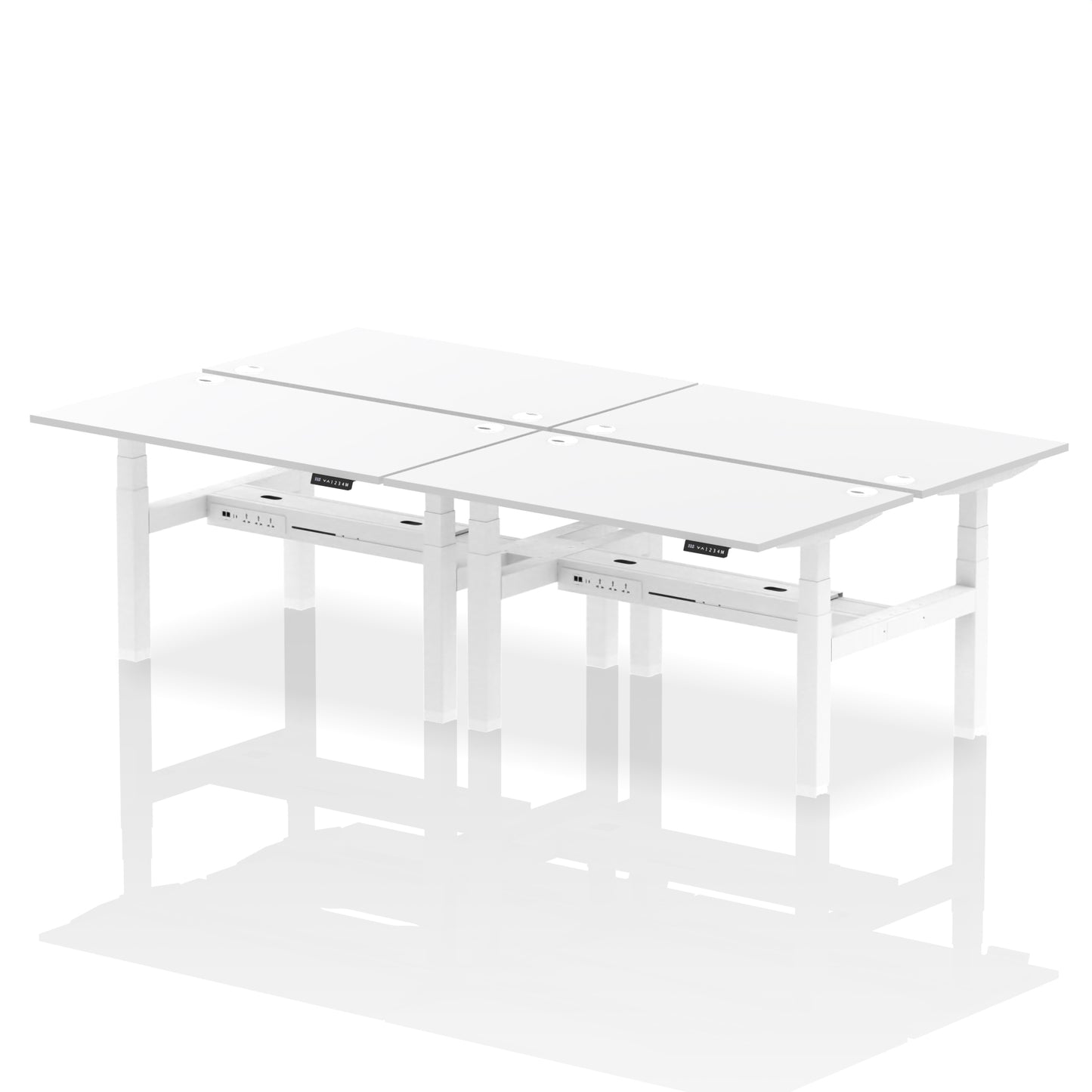 Air Back-to-Back Height Adjustable Bench Desk - 4 Person - 1200mm, 1400mm, 1600mm, 1800mm - Multiple Colour Options