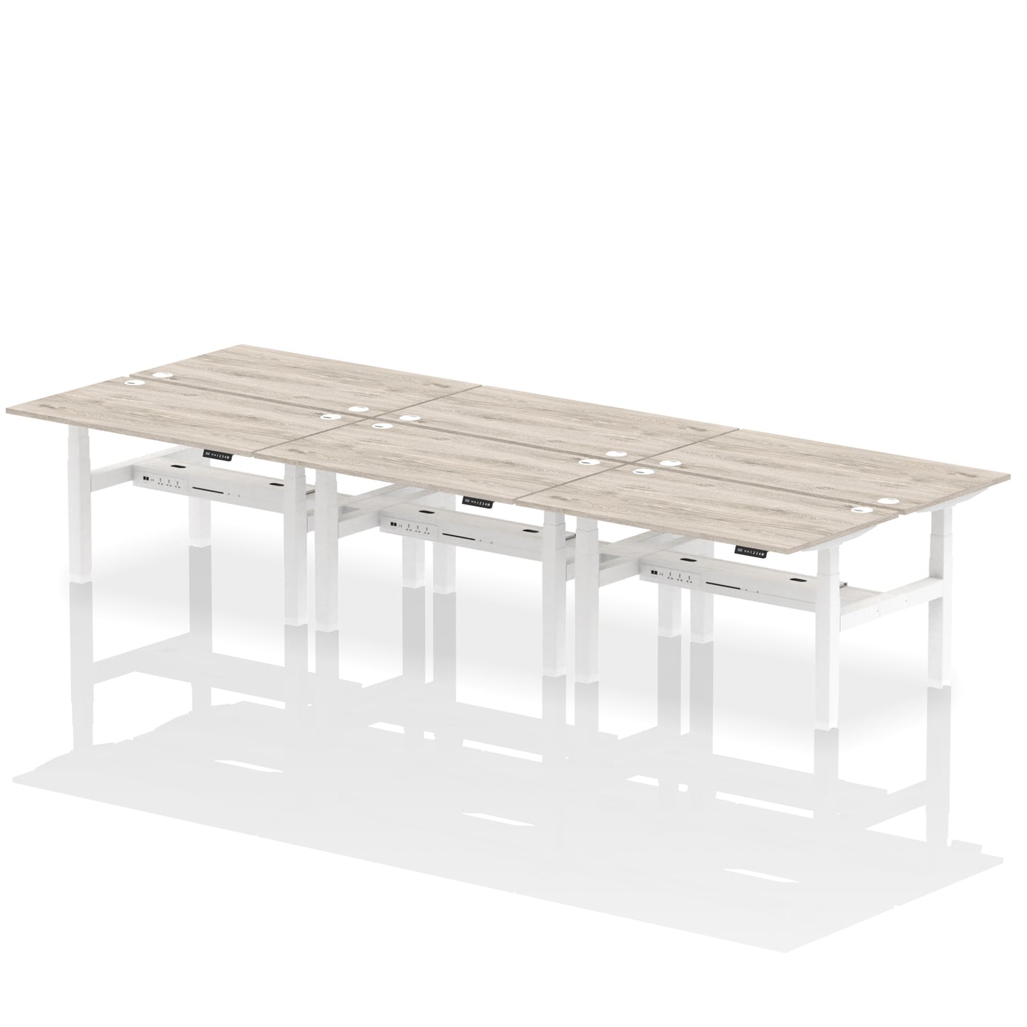 Air Back-to-Back Height Adjustable Bench Desk - 6 Person - 1200mm, 1400mm, 1600mm, 1800mm - Multiple Colour Options