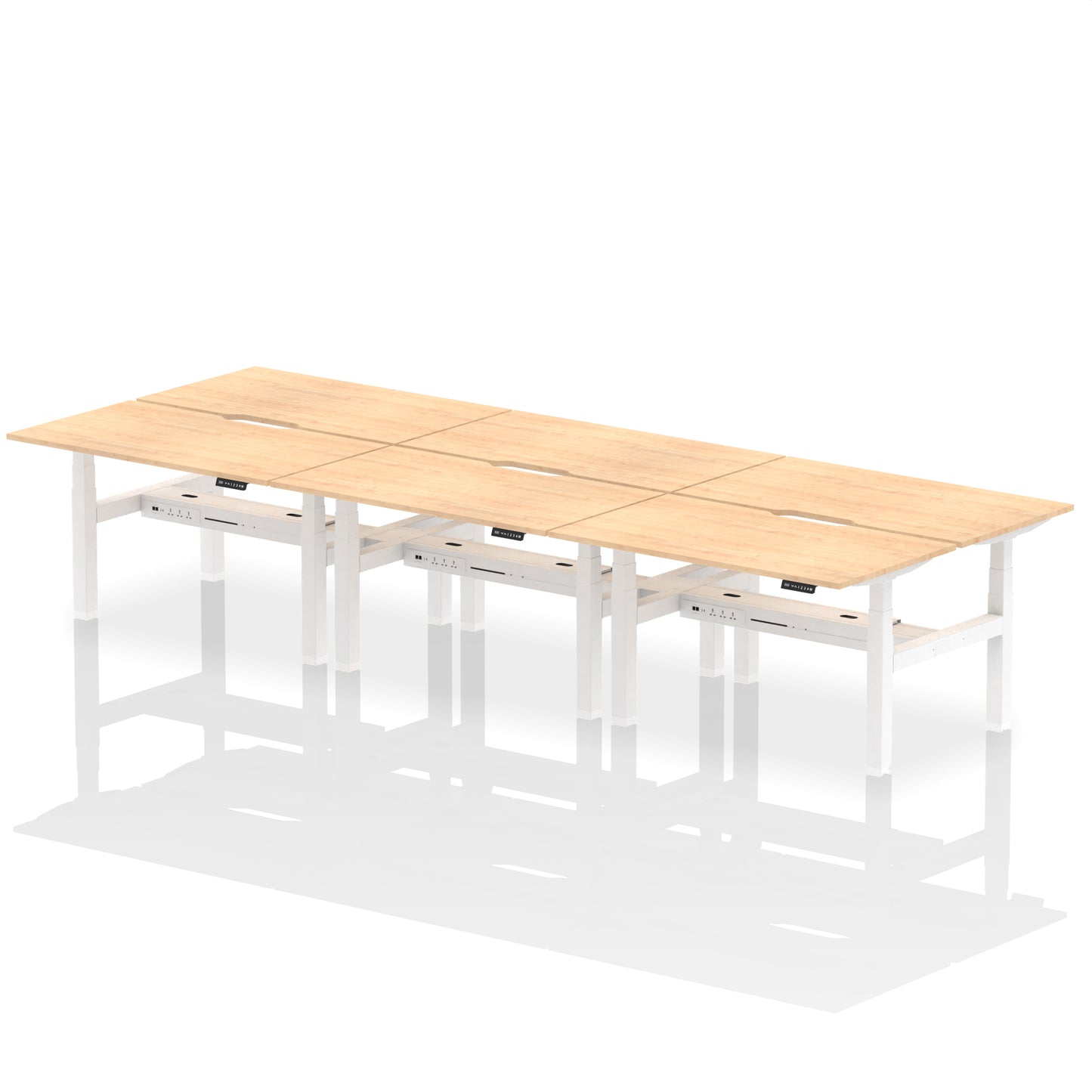 Air Back-to-Back Scalloped Edge Height Adjustable Bench Desk - 6 Person - 1200mm, 1400mm, 1600mm - Multiple Colour Options
