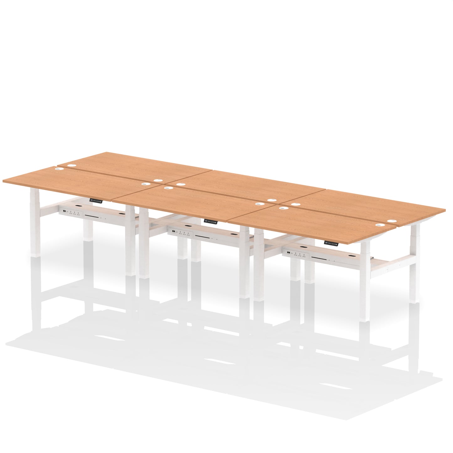 Air Back-to-Back Height Adjustable Bench Desk - 6 Person - 1200mm, 1400mm, 1600mm, 1800mm - Multiple Colour Options