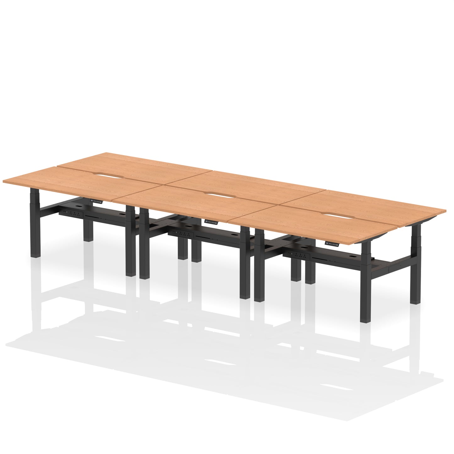 Air Back-to-Back Scalloped Edge Height Adjustable Bench Desk - 6 Person - 1200mm, 1400mm, 1600mm - Multiple Colour Options