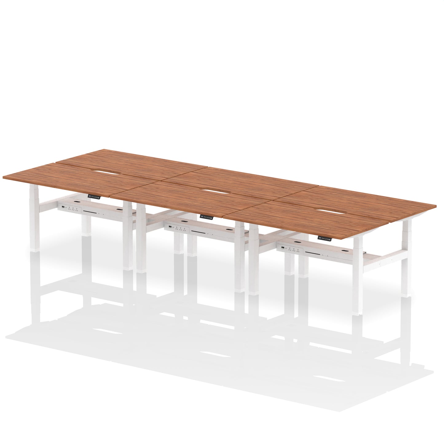 Air Back-to-Back Scalloped Edge Height Adjustable Bench Desk - 6 Person - 1200mm, 1400mm, 1600mm - Multiple Colour Options