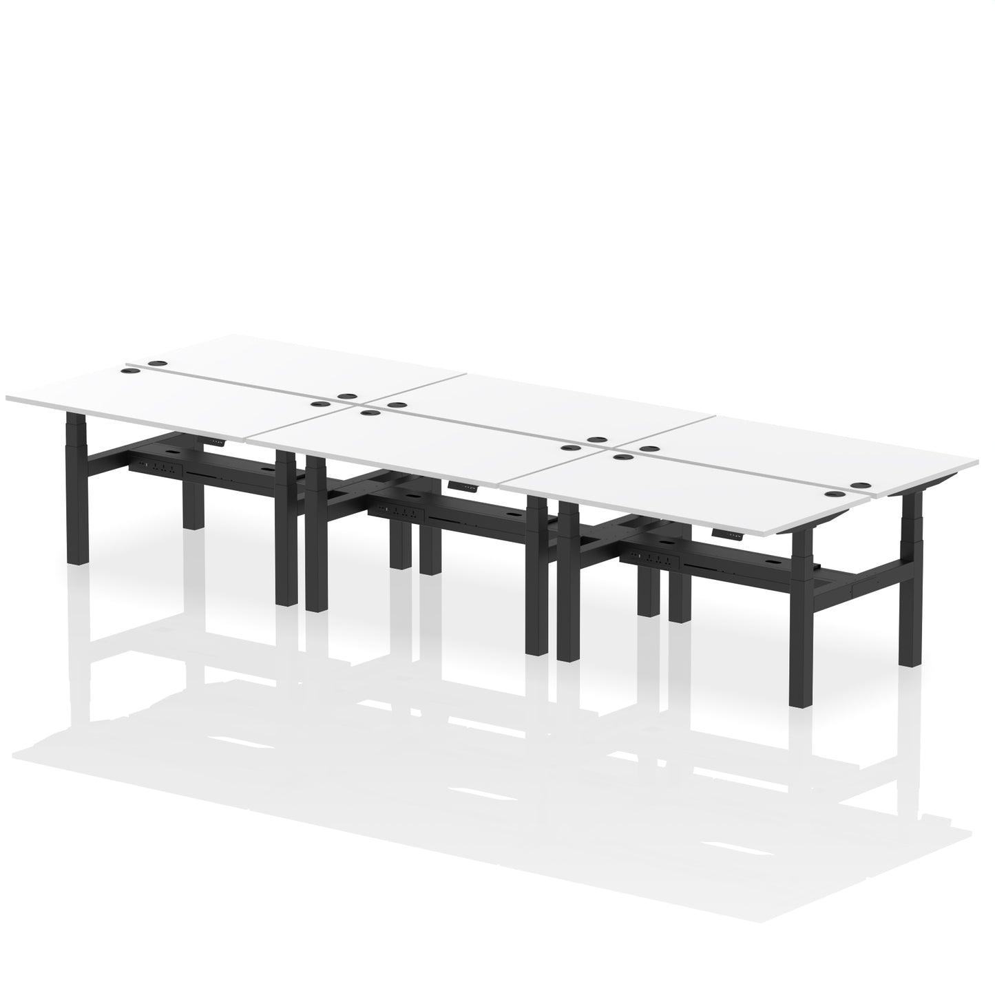 Air Back-to-Back Height Adjustable Bench Desk - 6 Person - 1200mm, 1400mm, 1600mm, 1800mm - Multiple Colour Options