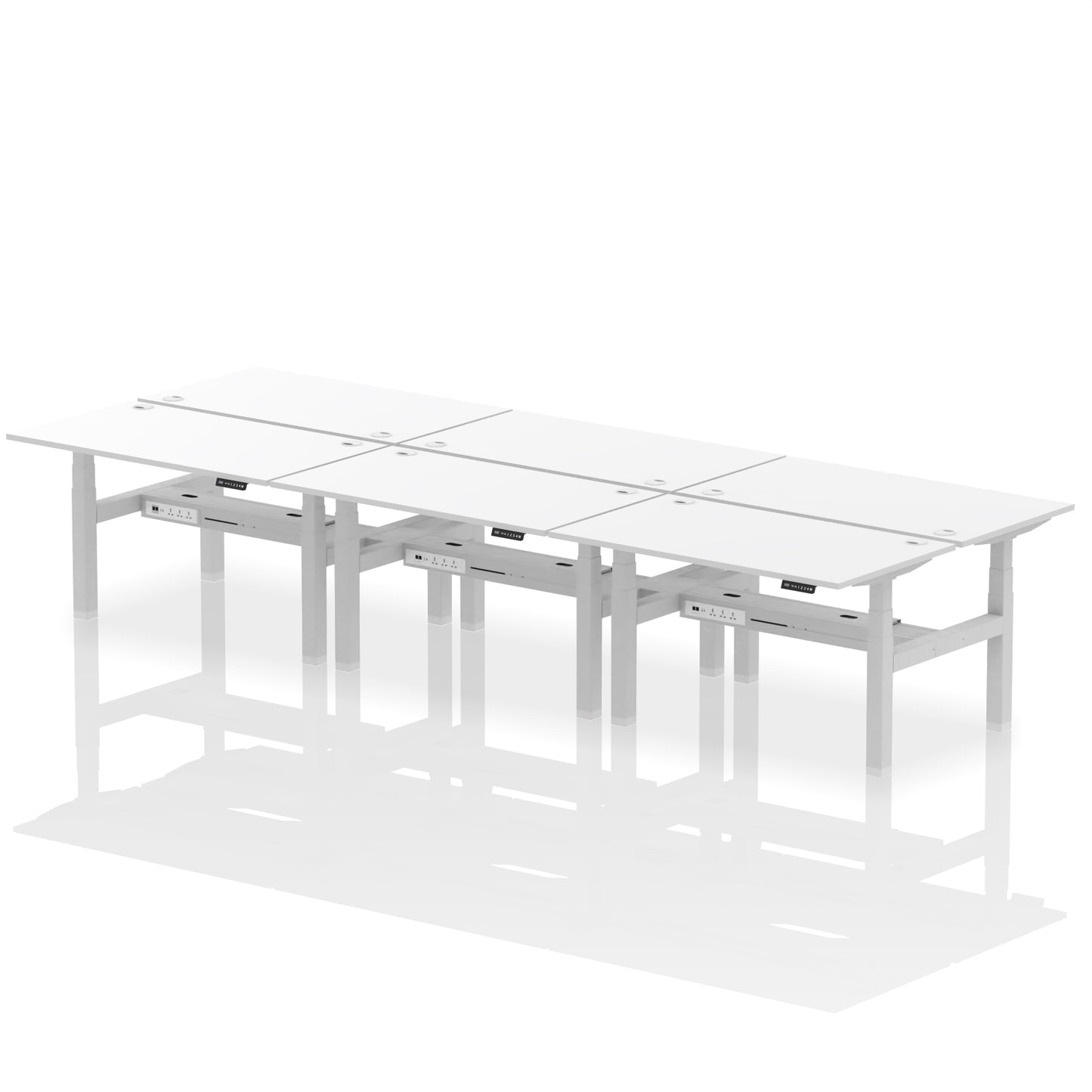 Air Back-to-Back Height Adjustable Bench Desk - 6 Person - 1200mm, 1400mm, 1600mm, 1800mm - Multiple Colour Options