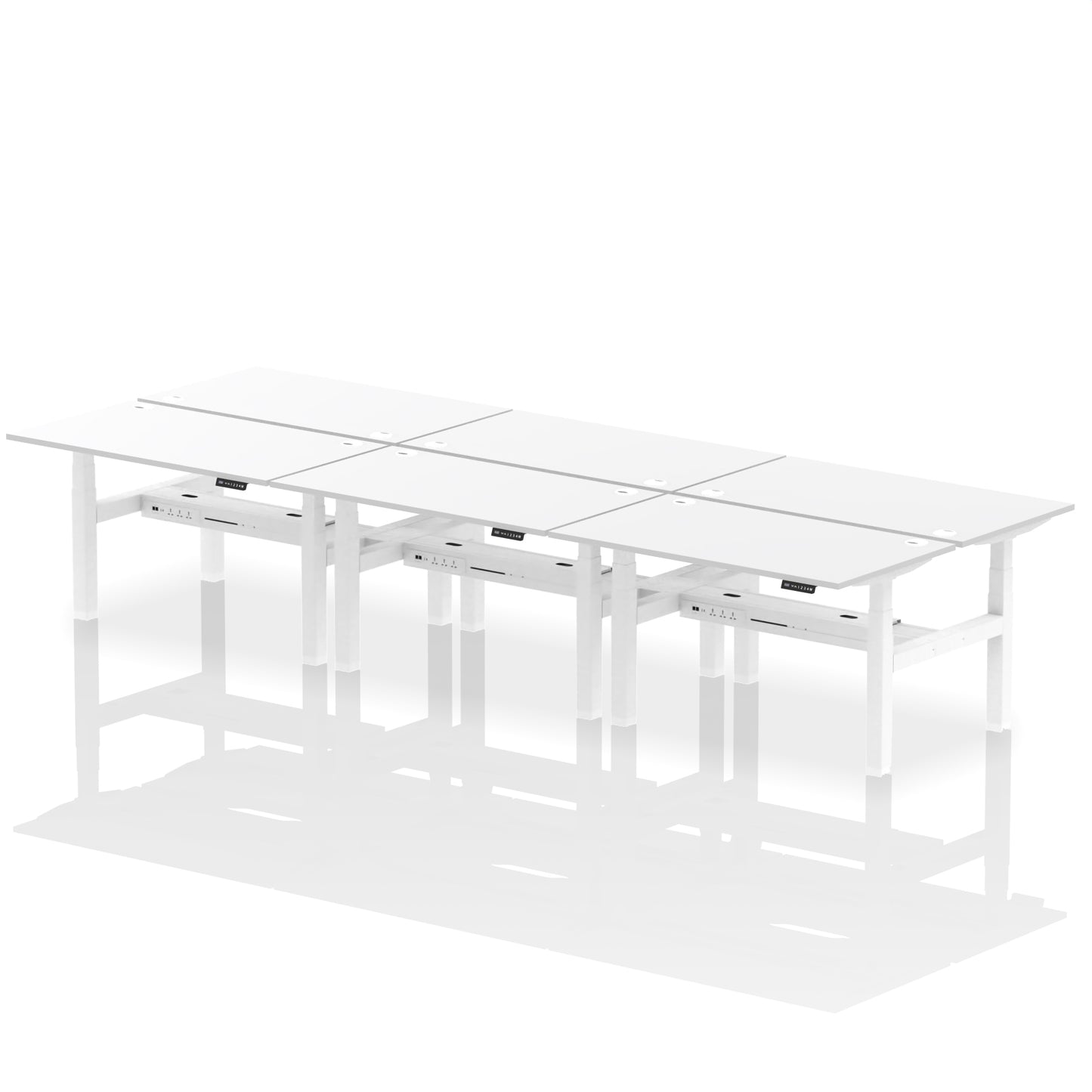 Air Back-to-Back Height Adjustable Bench Desk - 6 Person - 1200mm, 1400mm, 1600mm, 1800mm - Multiple Colour Options
