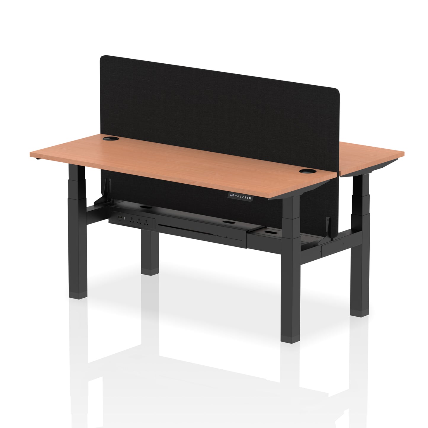 Air Back-to-Back Slimline Height Adjustable Bench Desk - 2 Person with Black Straight Screen - 1200mm, 1400mm, 1600mm, 1800mm - Multiple Colour Options