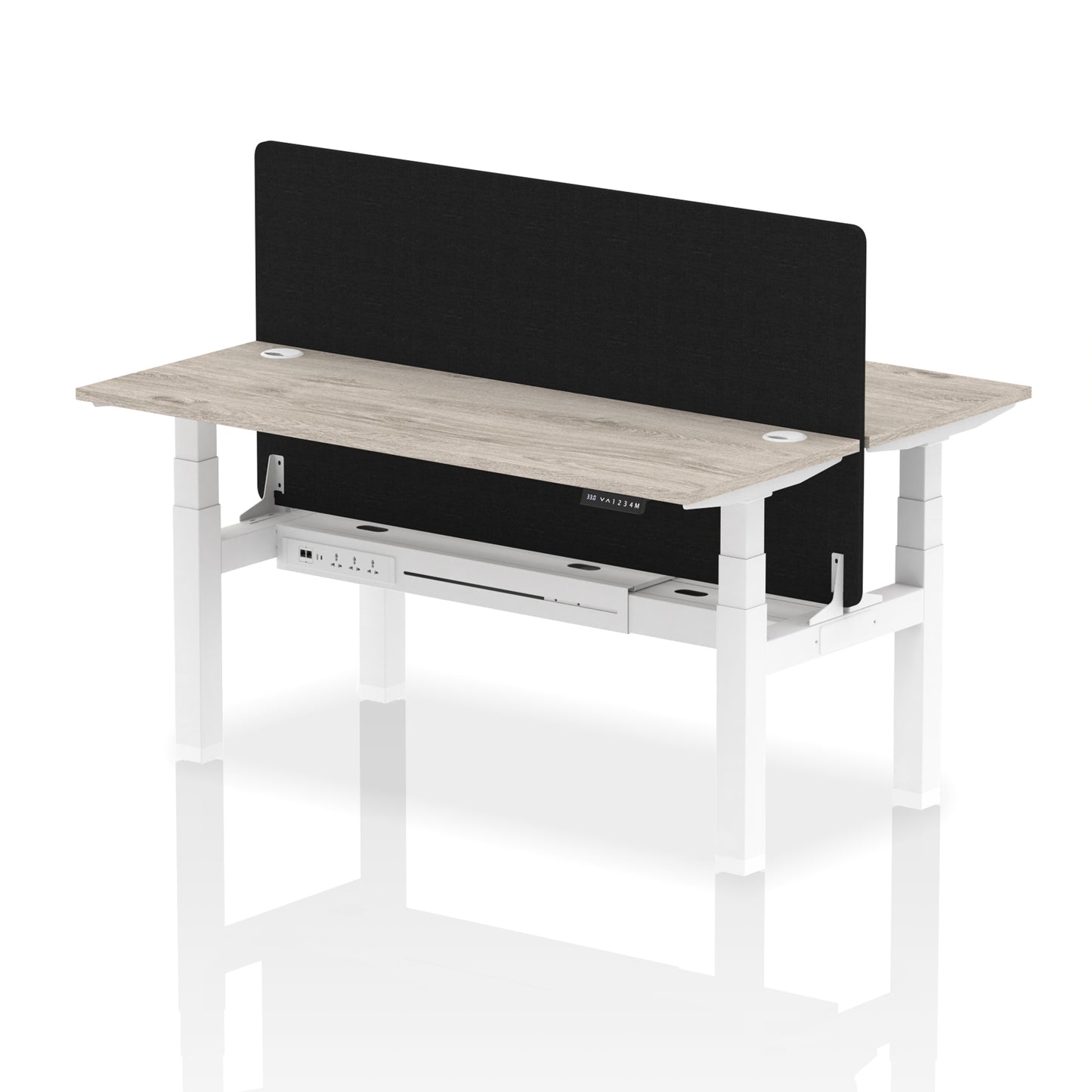 Air Back-to-Back Slimline Height Adjustable Bench Desk - 2 Person with Black Straight Screen - 1200mm, 1400mm, 1600mm, 1800mm - Multiple Colour Options