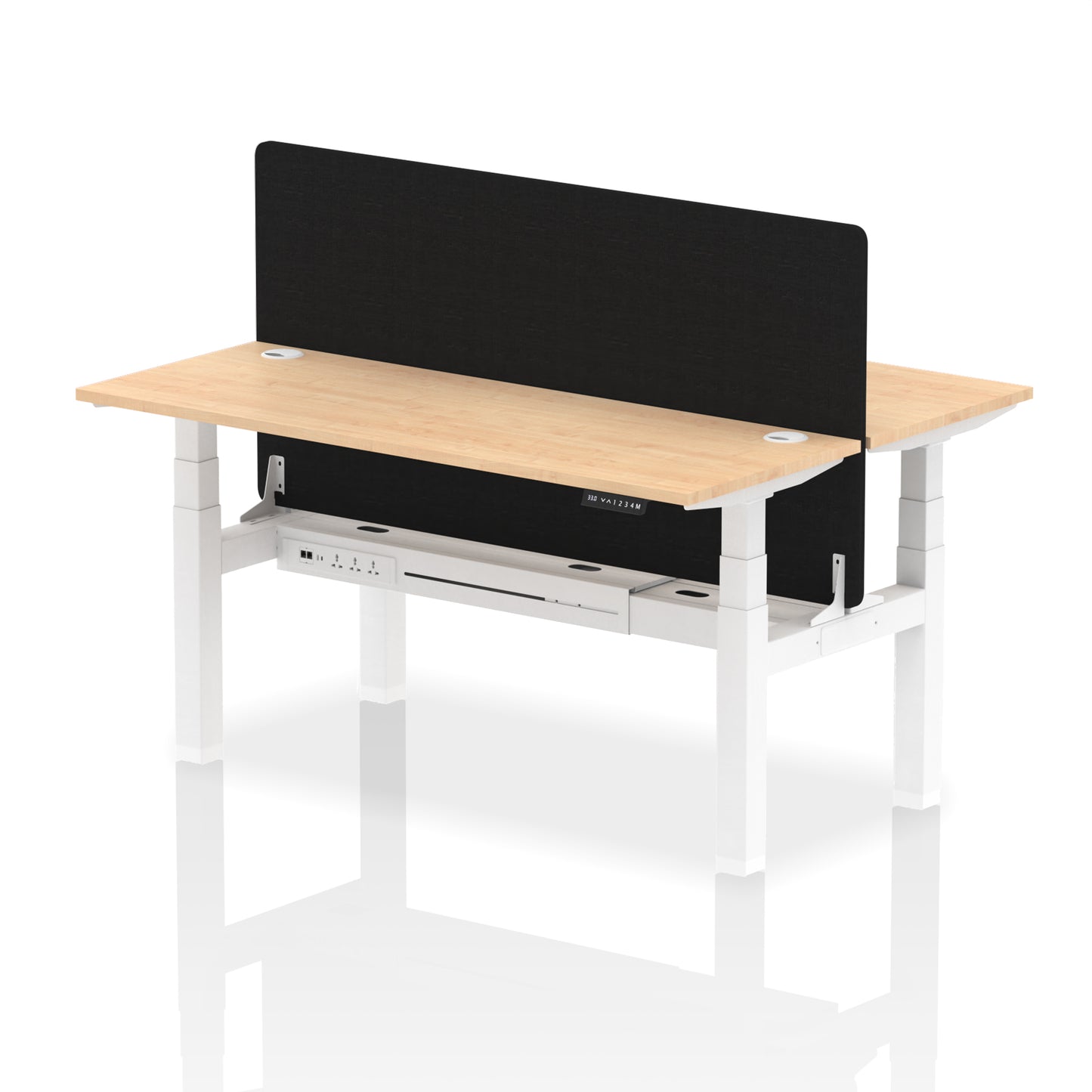 Air Back-to-Back Slimline Height Adjustable Bench Desk - 2 Person with Black Straight Screen - 1200mm, 1400mm, 1600mm, 1800mm - Multiple Colour Options