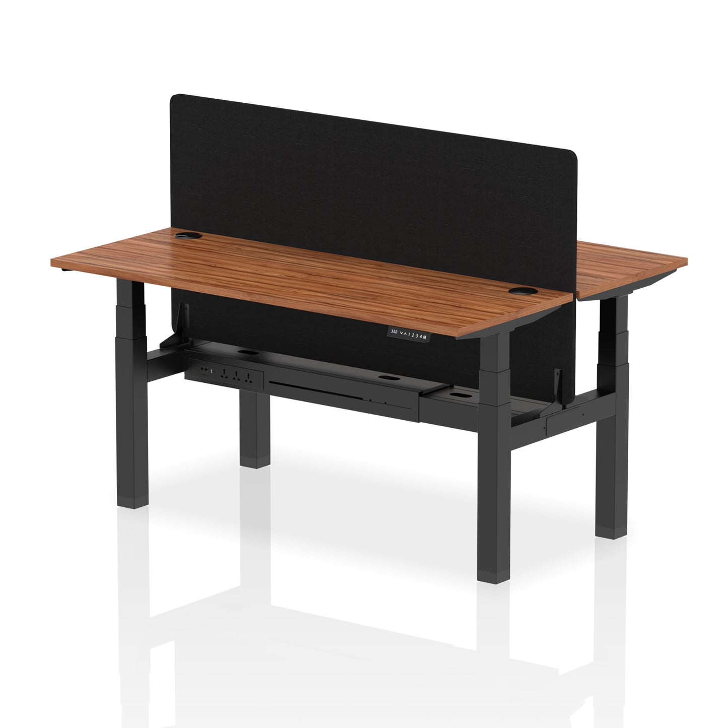 Air Back-to-Back Slimline Height Adjustable Bench Desk - 2 Person with Black Straight Screen - 1200mm, 1400mm, 1600mm, 1800mm - Multiple Colour Options