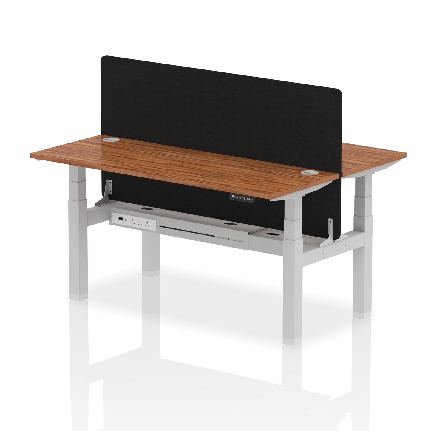 Air Back-to-Back Slimline Height Adjustable Bench Desk - 2 Person with Black Straight Screen - 1200mm, 1400mm, 1600mm, 1800mm - Multiple Colour Options