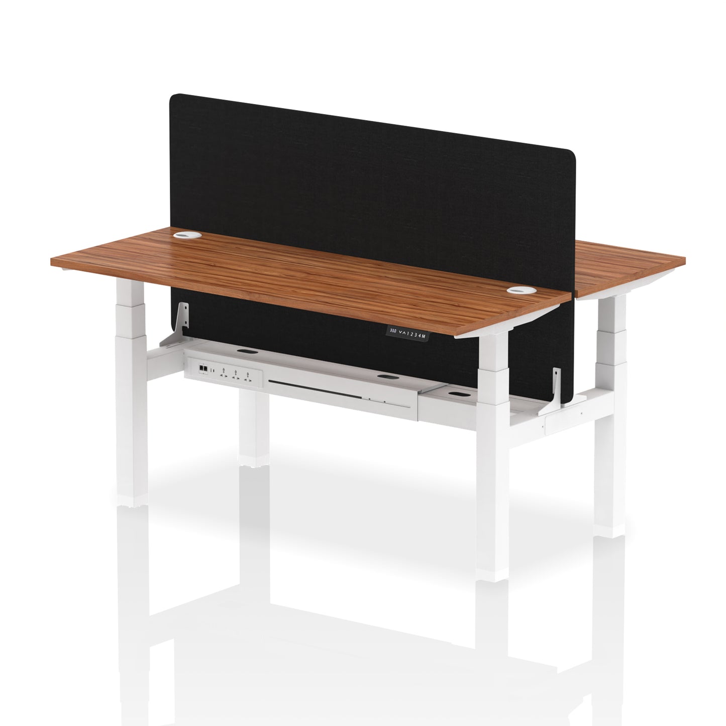 Air Back-to-Back Slimline Height Adjustable Bench Desk - 2 Person with Black Straight Screen - 1200mm, 1400mm, 1600mm, 1800mm - Multiple Colour Options