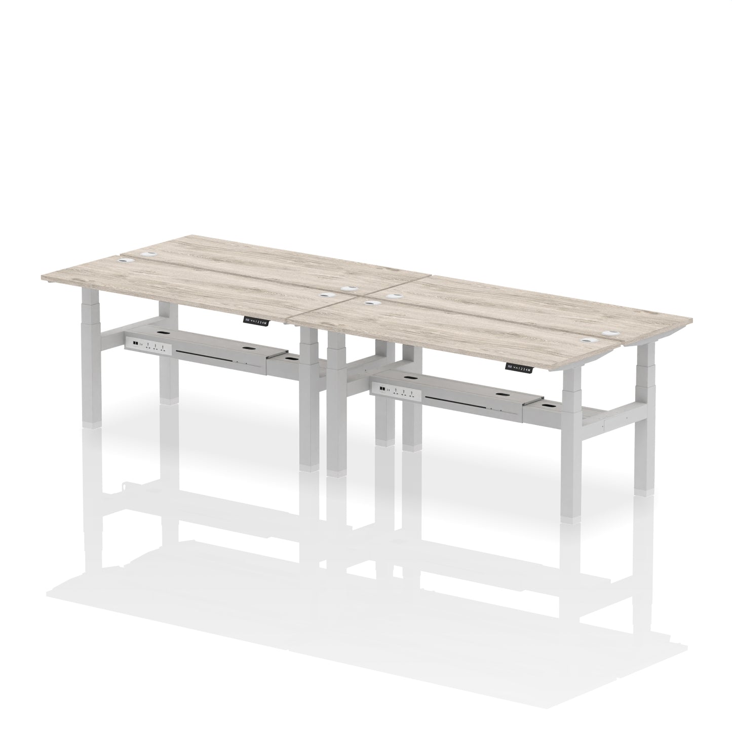 Air Back-to-Back Slimline Height Adjustable Bench Desk - 4 Person - 1200mm, 1400mm, 1600mm, 1800mm - Multiple Colour Options