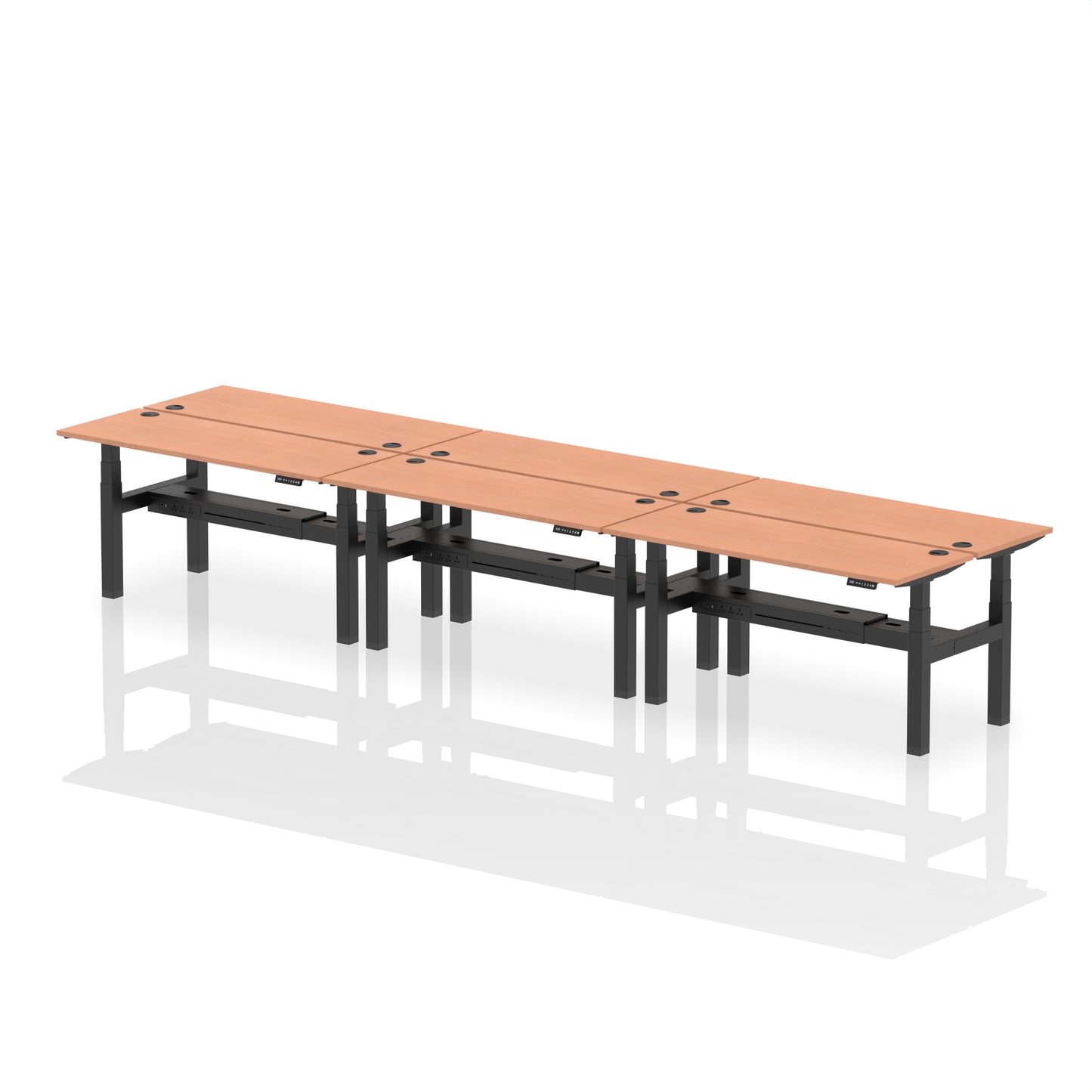Air Back-to-Back Slimline Height Adjustable Bench Desk - 6 Person - 1200mm, 1400mm, 1600mm, 1800mm - Multiple Colour Options
