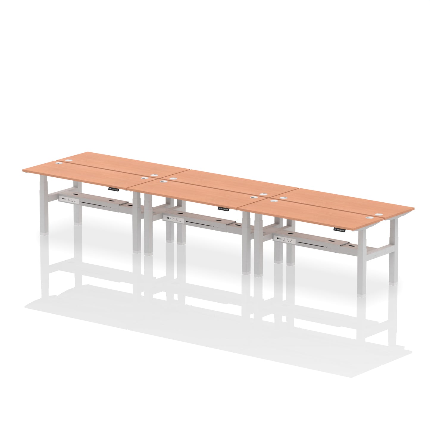 Air Back-to-Back Slimline Height Adjustable Bench Desk - 6 Person - 1200mm, 1400mm, 1600mm, 1800mm - Multiple Colour Options