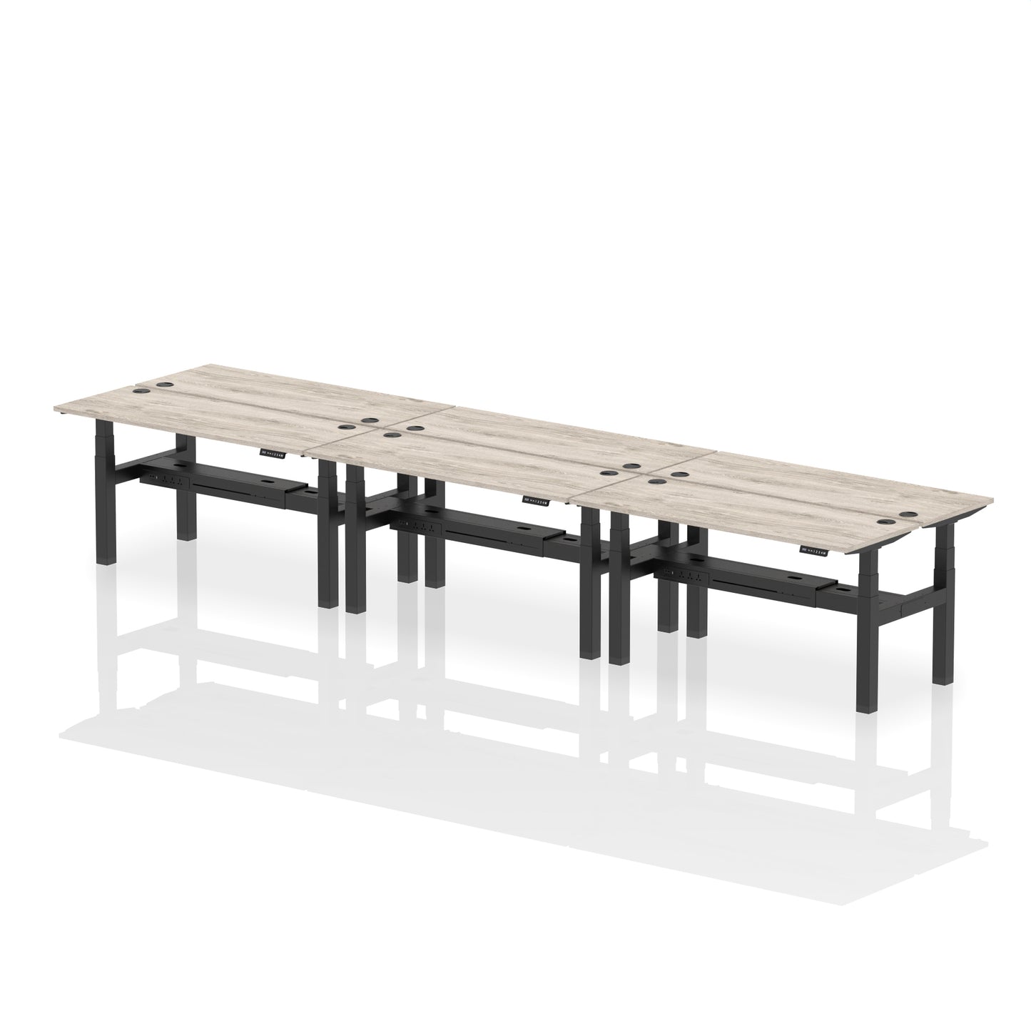 Air Back-to-Back Slimline Height Adjustable Bench Desk - 6 Person - 1200mm, 1400mm, 1600mm, 1800mm - Multiple Colour Options