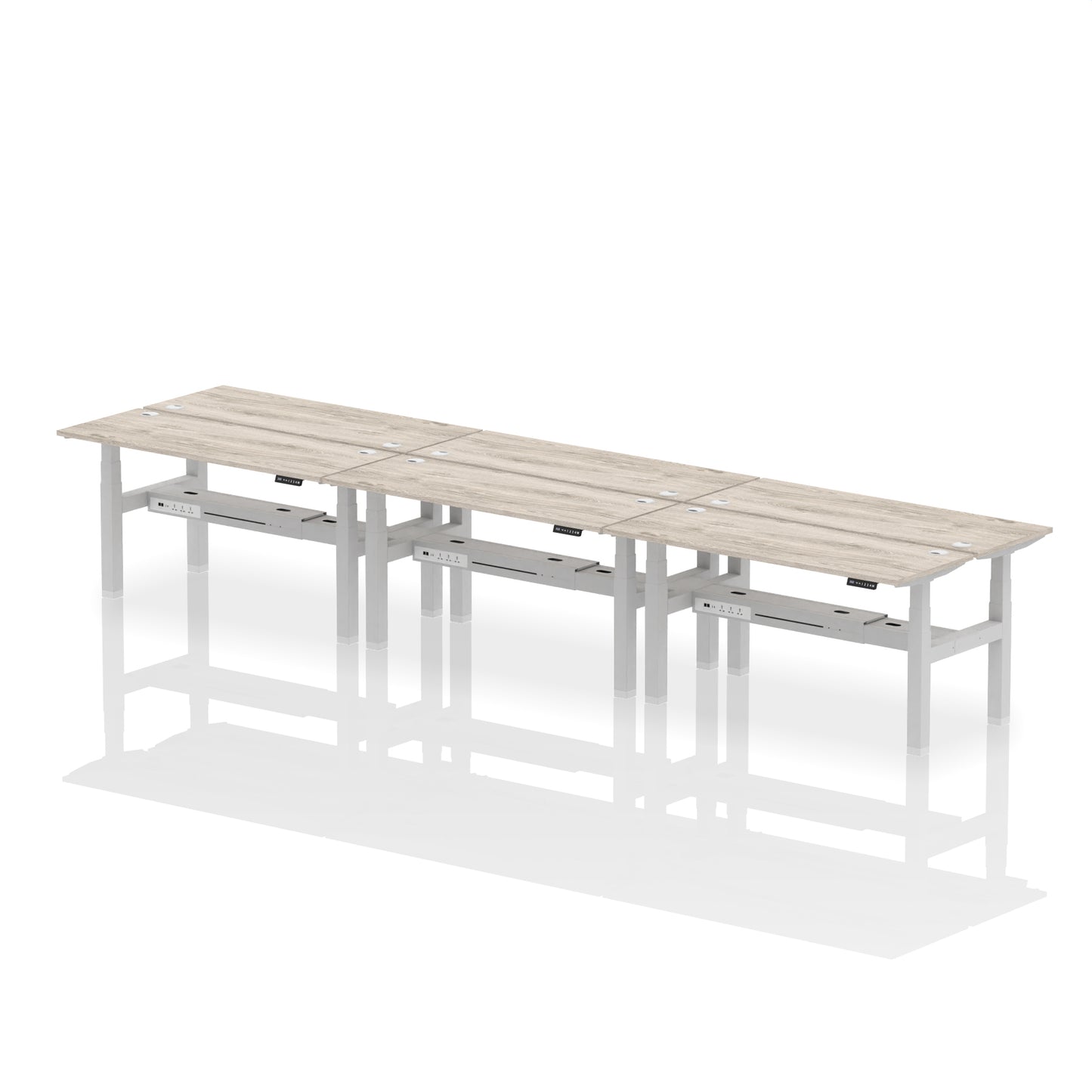 Air Back-to-Back Slimline Height Adjustable Bench Desk - 6 Person - 1200mm, 1400mm, 1600mm, 1800mm - Multiple Colour Options