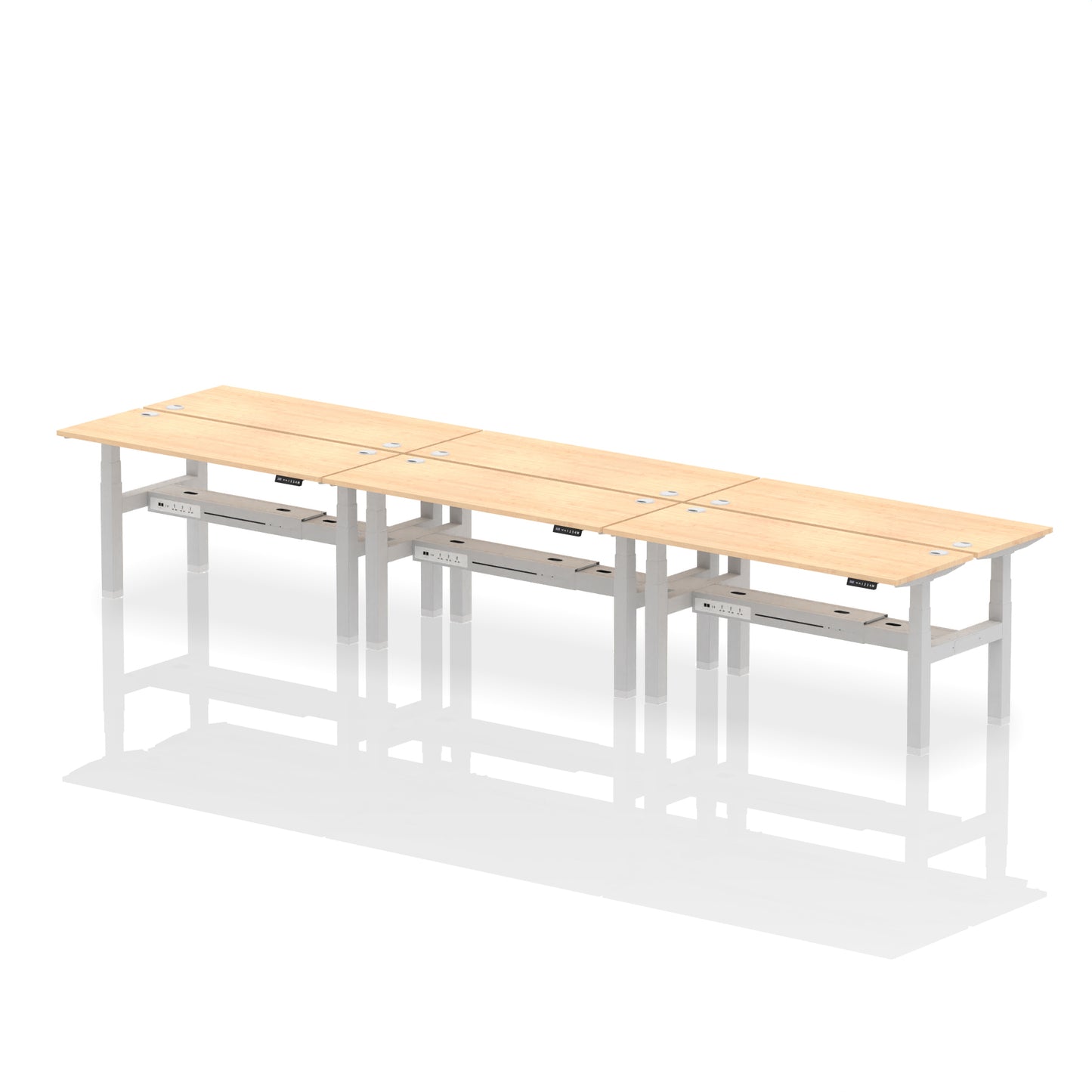 Air Back-to-Back Slimline Height Adjustable Bench Desk - 6 Person - 1200mm, 1400mm, 1600mm, 1800mm - Multiple Colour Options
