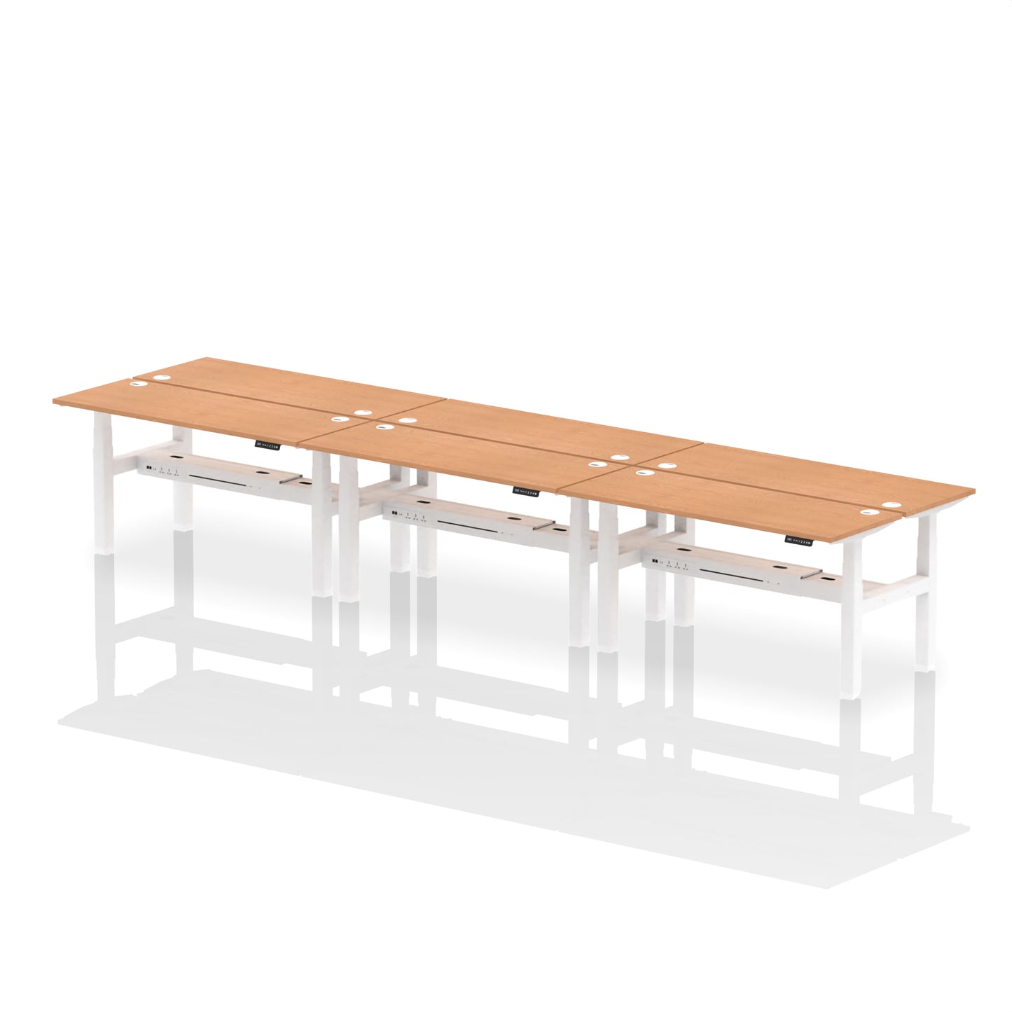Air Back-to-Back Slimline Height Adjustable Bench Desk - 6 Person - 1200mm, 1400mm, 1600mm, 1800mm - Multiple Colour Options