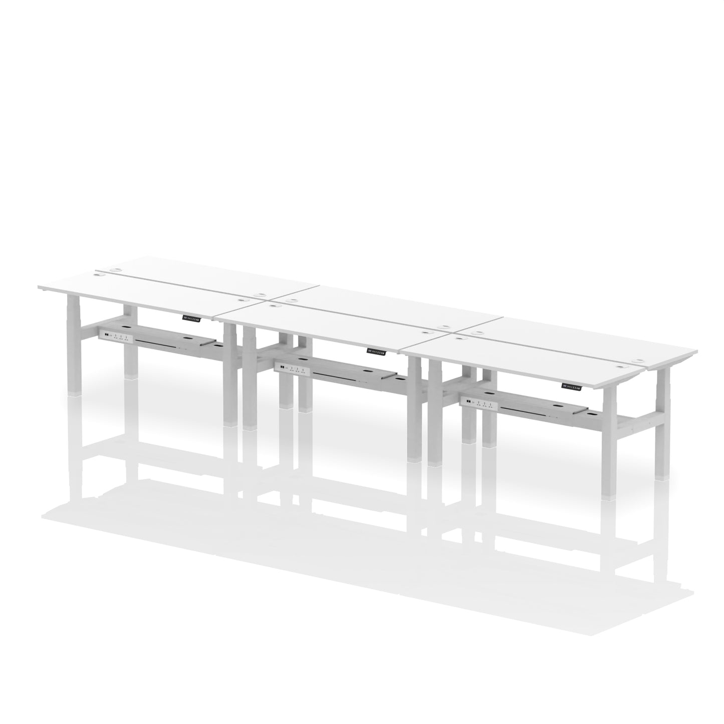 Air Back-to-Back Slimline Height Adjustable Bench Desk - 6 Person - 1200mm, 1400mm, 1600mm, 1800mm - Multiple Colour Options
