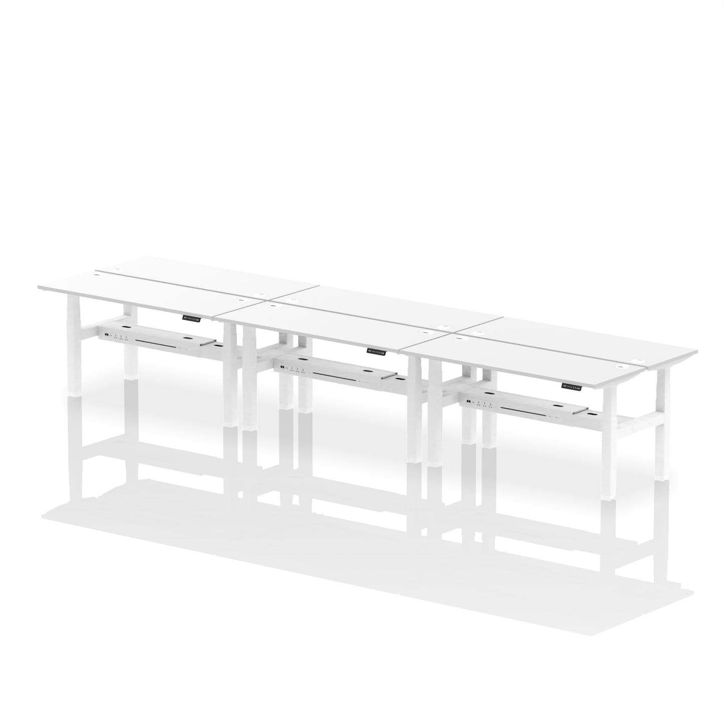 Air Back-to-Back Slimline Height Adjustable Bench Desk - 6 Person - 1200mm, 1400mm, 1600mm, 1800mm - Multiple Colour Options