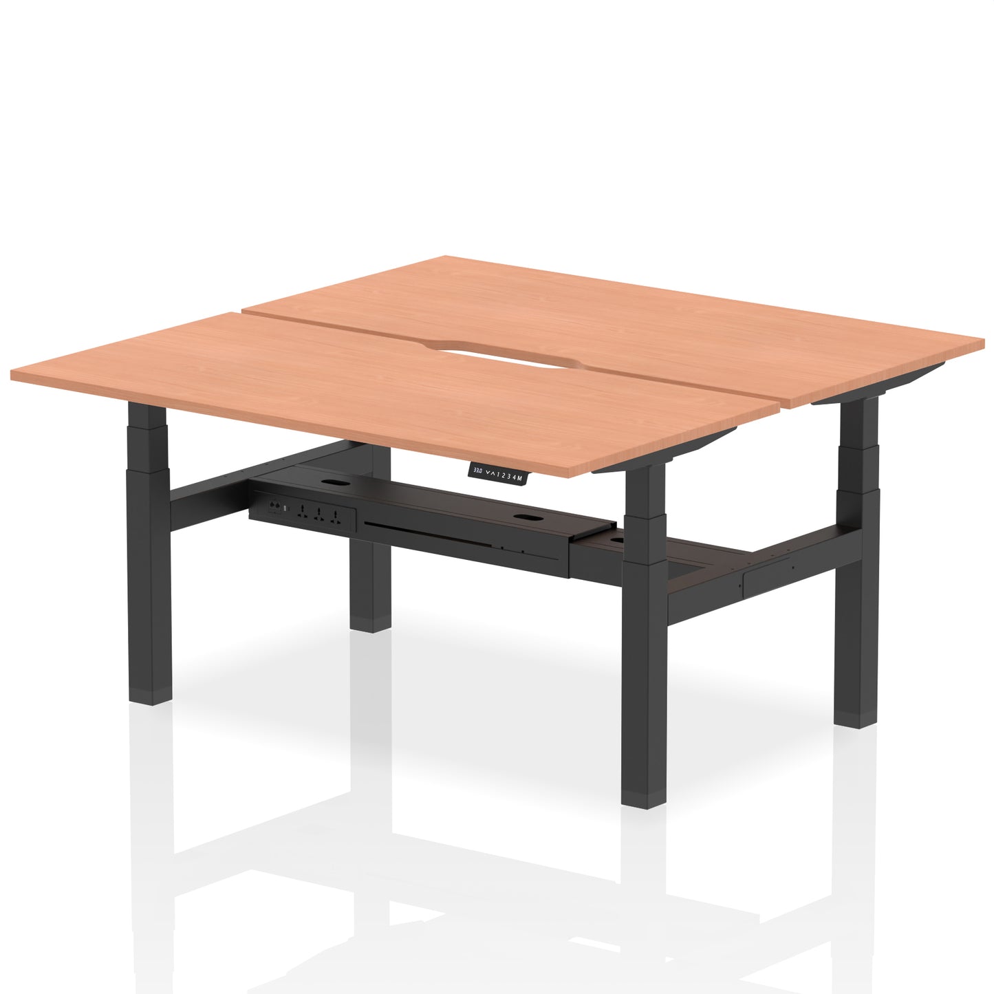 Air Back-to-Back Scalloped Edge Height Adjustable Bench Desk - 2 Person - 1200mm, 1400mm, 1600mm - Multiple Colour Options