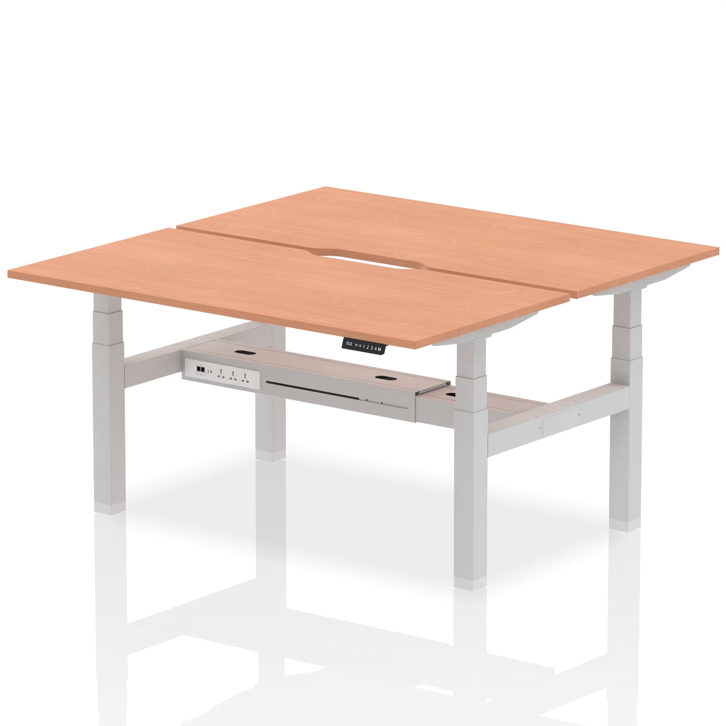 Air Back-to-Back Scalloped Edge Height Adjustable Bench Desk - 2 Person - 1200mm, 1400mm, 1600mm - Multiple Colour Options