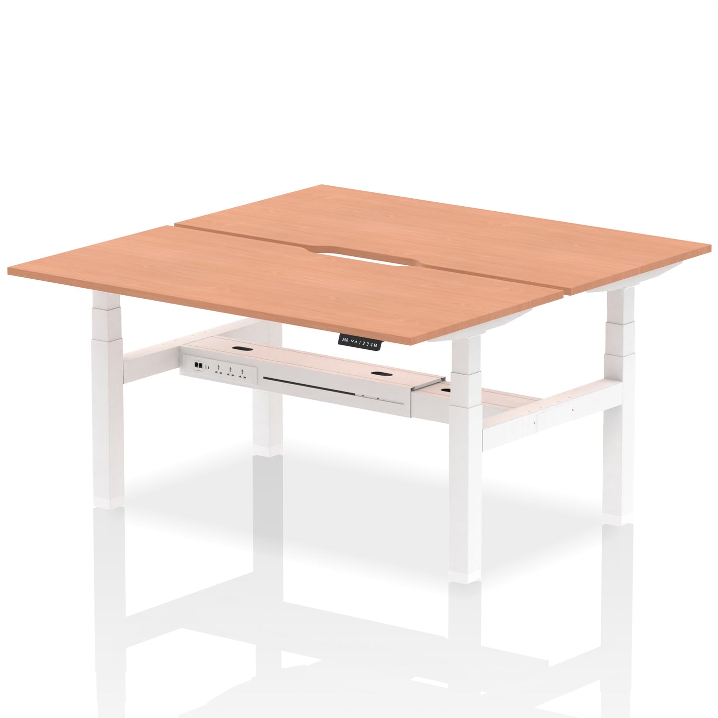 Air Back-to-Back Scalloped Edge Height Adjustable Bench Desk - 2 Person - 1200mm, 1400mm, 1600mm - Multiple Colour Options