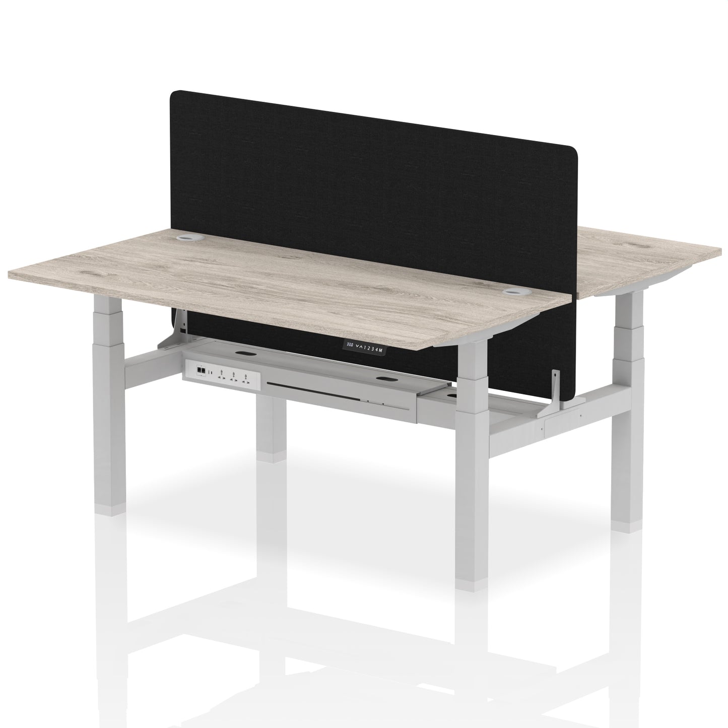 Air Back-to-Back Height Adjustable Bench Desk - 2 Person with Black Straight Screen - 1200mm, 1400mm, 1600mm, 1800mm - Multiple Colour Options