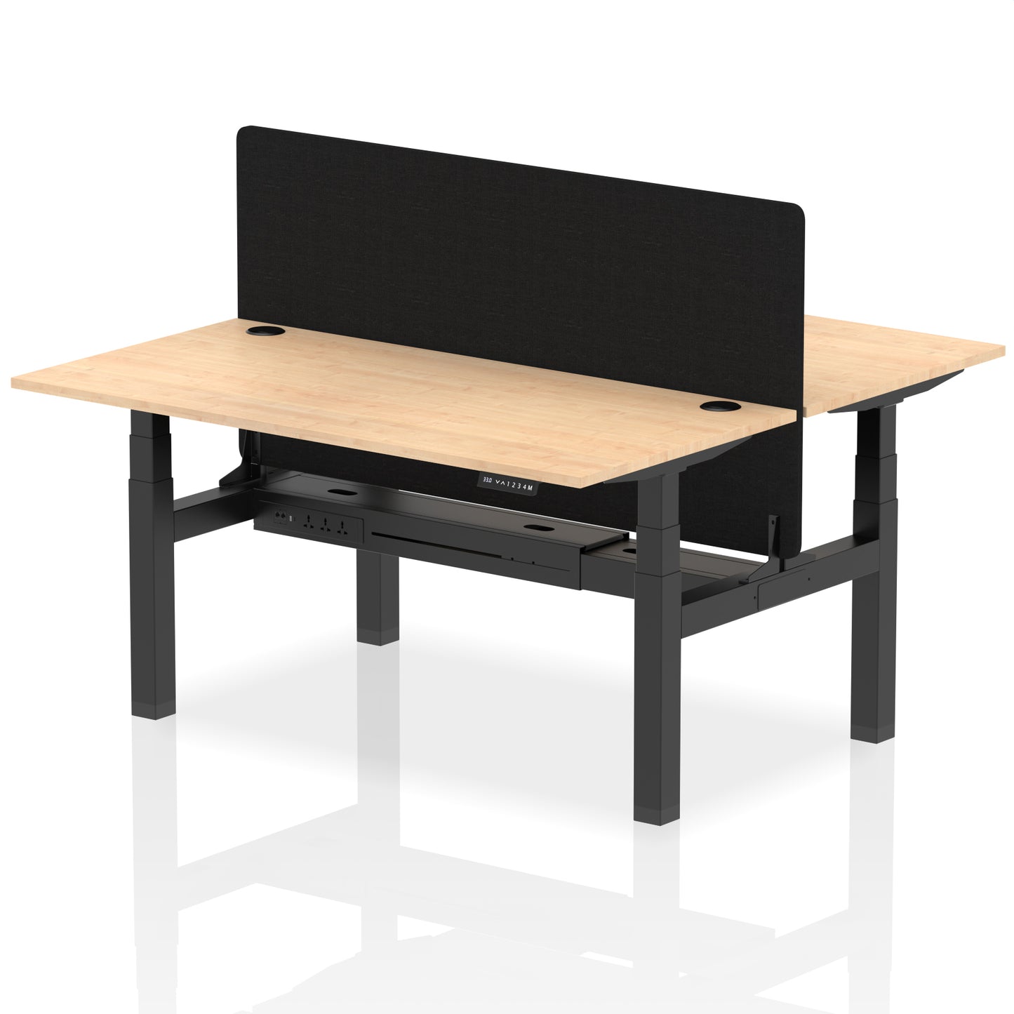 Air Back-to-Back Height Adjustable Bench Desk - 2 Person with Black Straight Screen - 1200mm, 1400mm, 1600mm, 1800mm - Multiple Colour Options
