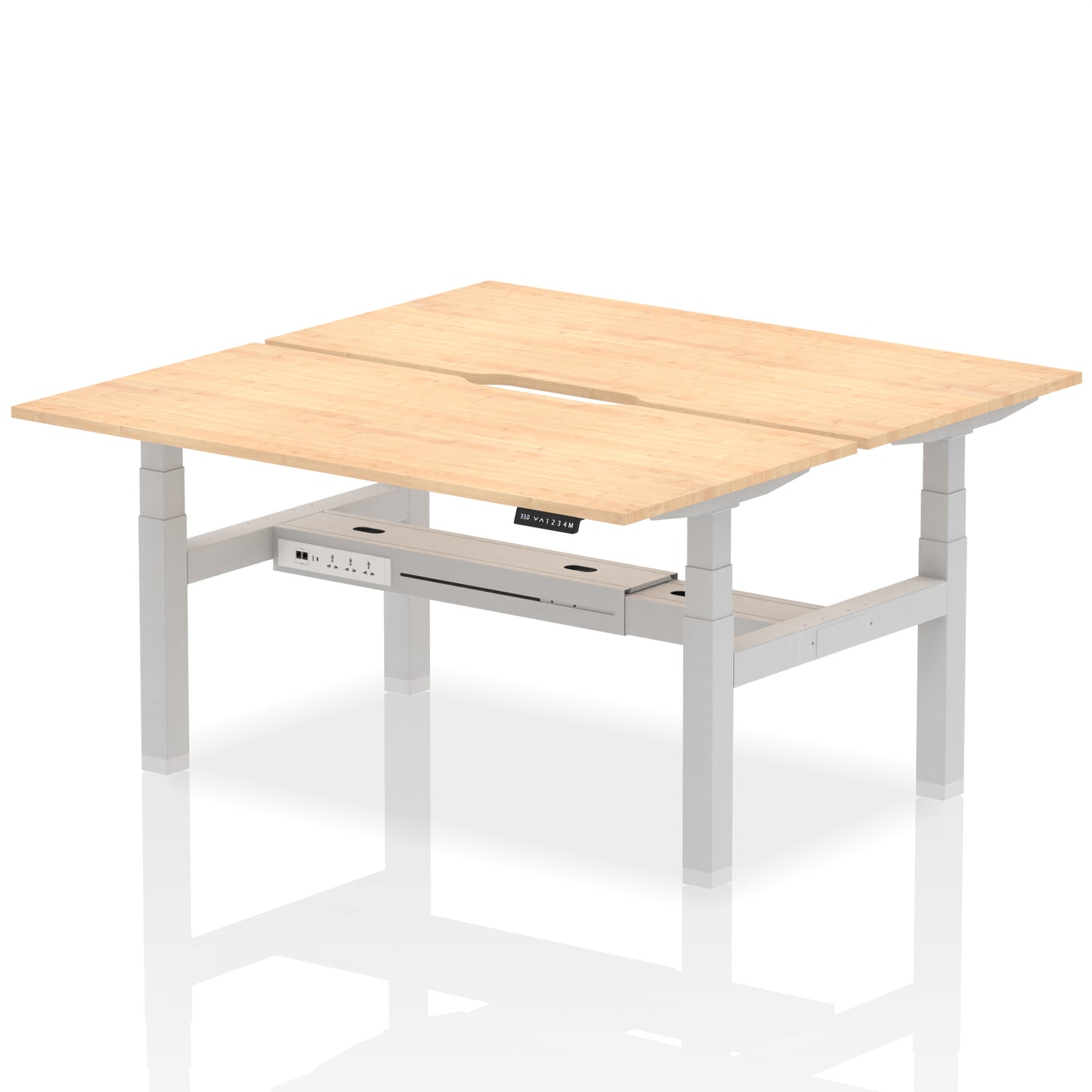 Air Back-to-Back Scalloped Edge Height Adjustable Bench Desk - 2 Person - 1200mm, 1400mm, 1600mm - Multiple Colour Options