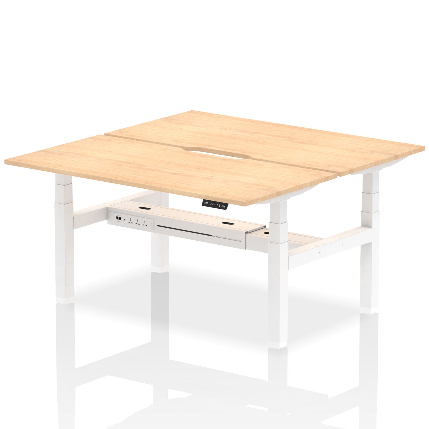 Air Back-to-Back Scalloped Edge Height Adjustable Bench Desk - 2 Person - 1200mm, 1400mm, 1600mm - Multiple Colour Options