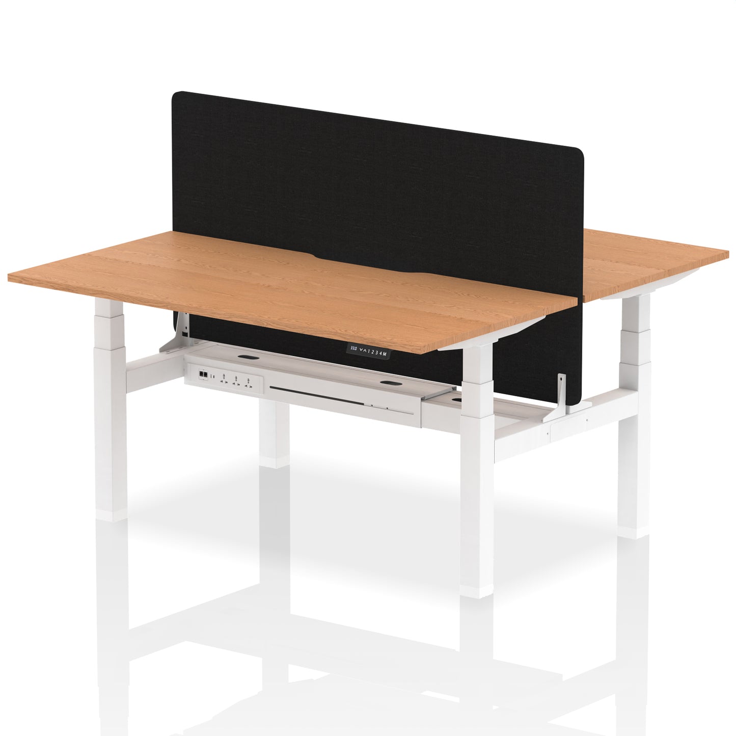 Air Back-to-Back Scalloped Edge Height Adjustable Bench Desk - 2 Person with Black Straight Screen - 1200mm, 1400mm, 1600mm - Multiple Colour Options