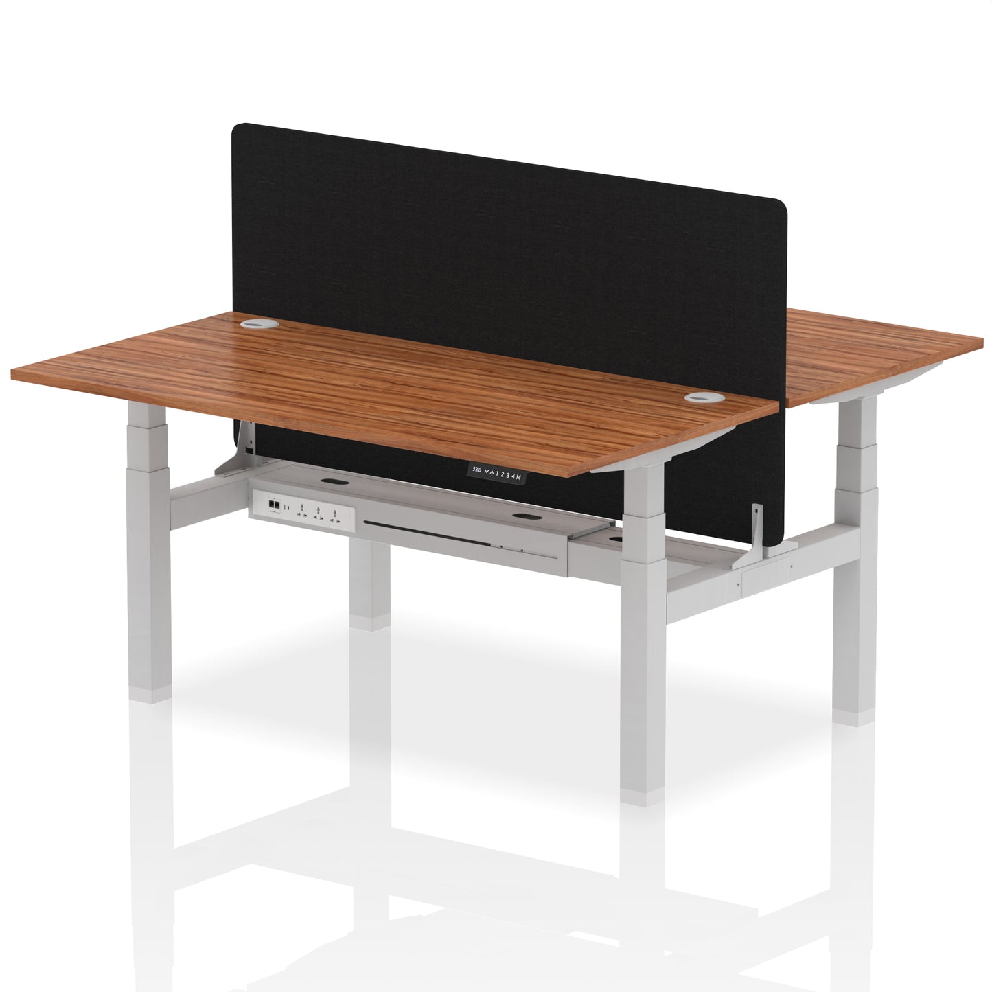 Air Back-to-Back Height Adjustable Bench Desk - 2 Person with Black Straight Screen - 1200mm, 1400mm, 1600mm, 1800mm - Multiple Colour Options