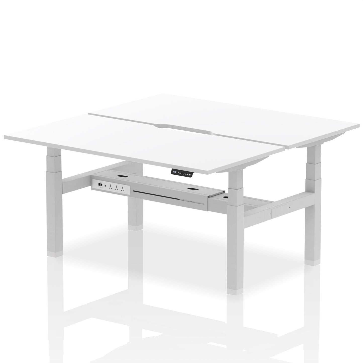 Air Back-to-Back Scalloped Edge Height Adjustable Bench Desk - 2 Person - 1200mm, 1400mm, 1600mm - Multiple Colour Options