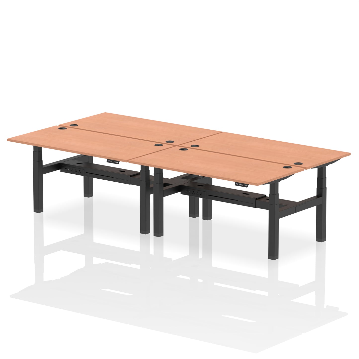 Air Back-to-Back Height Adjustable Bench Desk - 4 Person - 1200mm, 1400mm, 1600mm, 1800mm - Multiple Colour Options