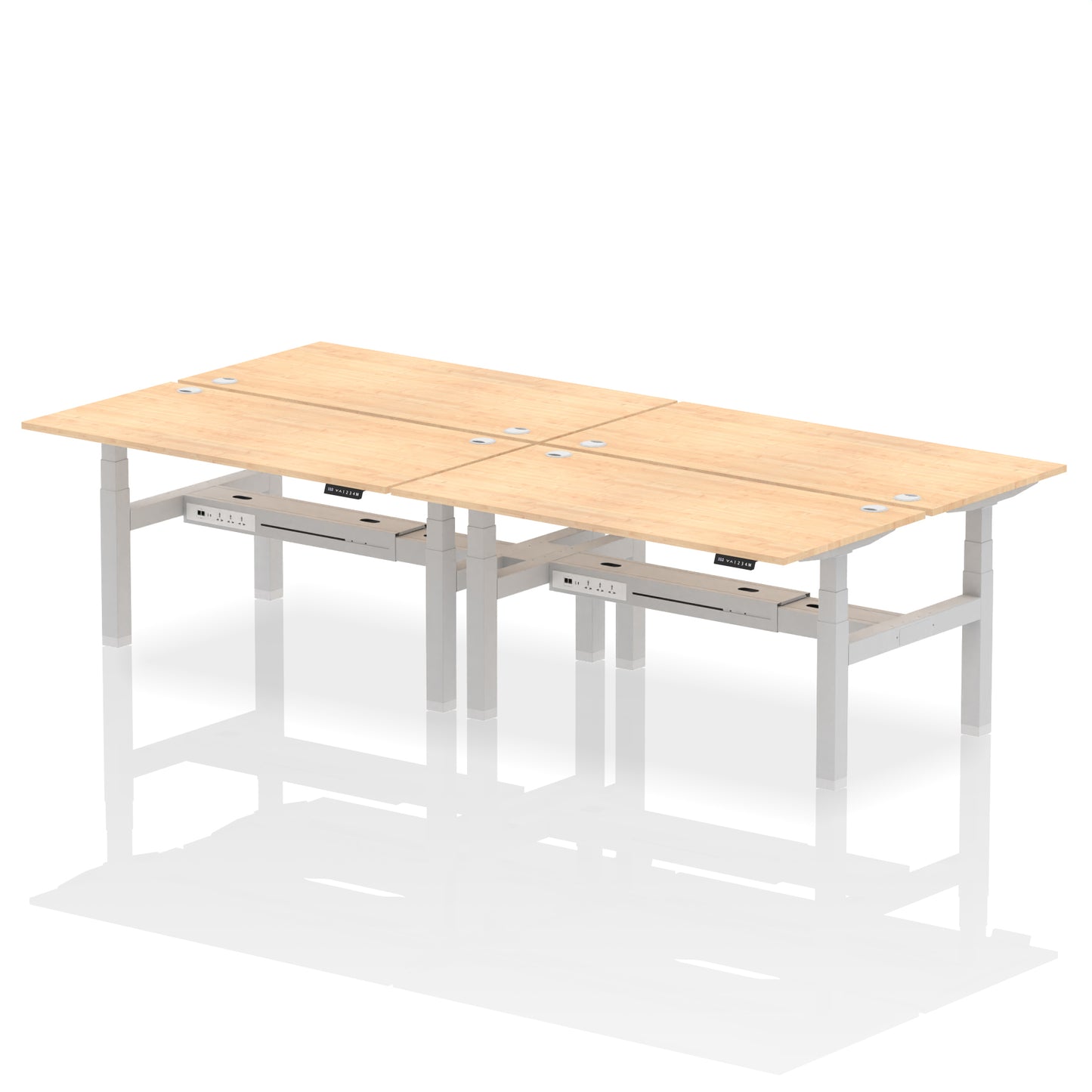 Air Back-to-Back Height Adjustable Bench Desk - 4 Person - 1200mm, 1400mm, 1600mm, 1800mm - Multiple Colour Options