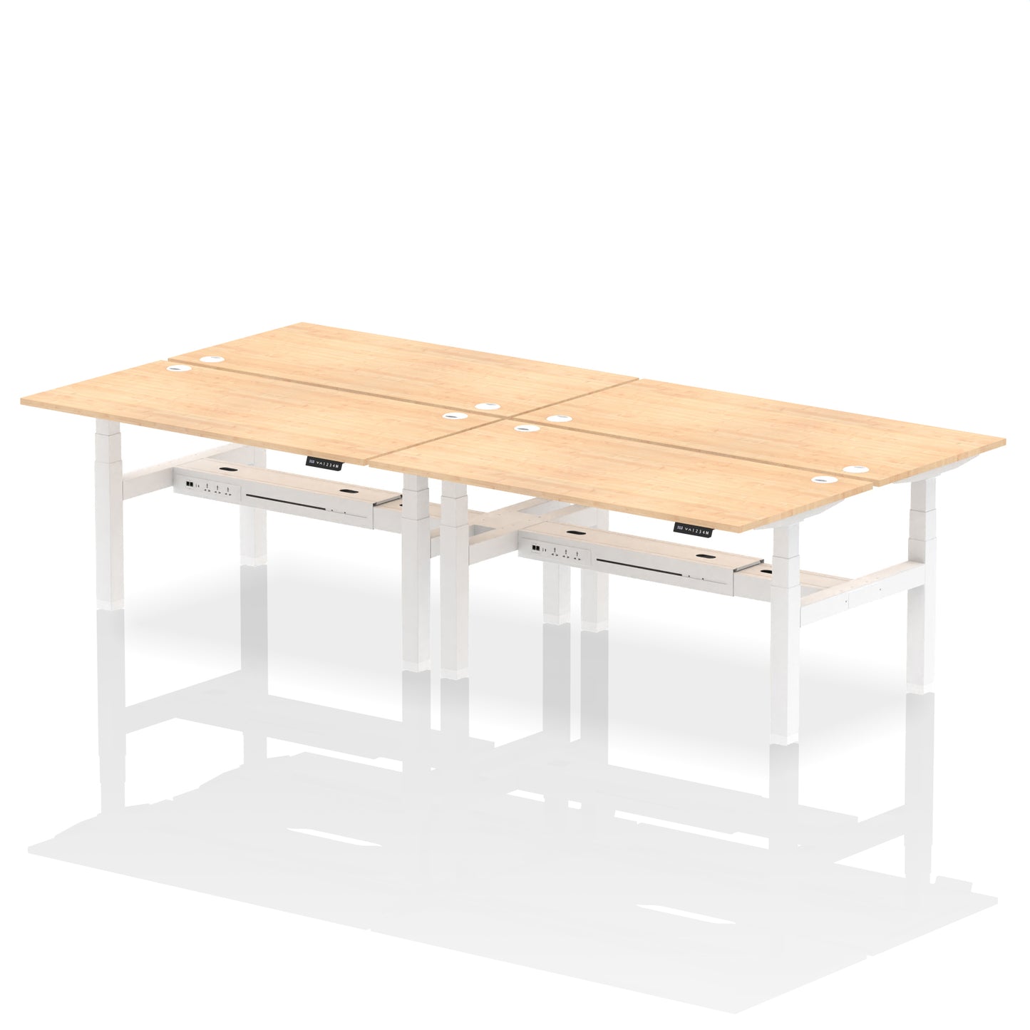 Air Back-to-Back Height Adjustable Bench Desk - 4 Person - 1200mm, 1400mm, 1600mm, 1800mm - Multiple Colour Options