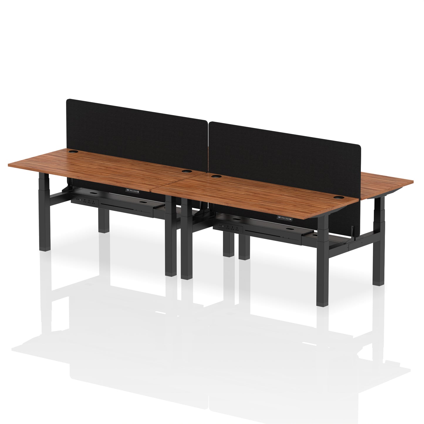 Air Back-to-Back Height Adjustable Bench Desk - 4 Person with Black Straight Screen - 1200mm, 1400mm, 1600mm, 1800mm - Multiple Colour Options