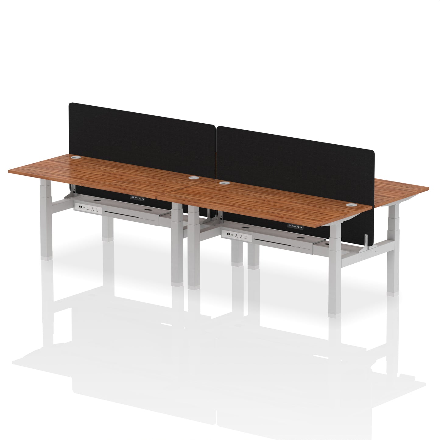 Air Back-to-Back Height Adjustable Bench Desk - 4 Person with Black Straight Screen - 1200mm, 1400mm, 1600mm, 1800mm - Multiple Colour Options