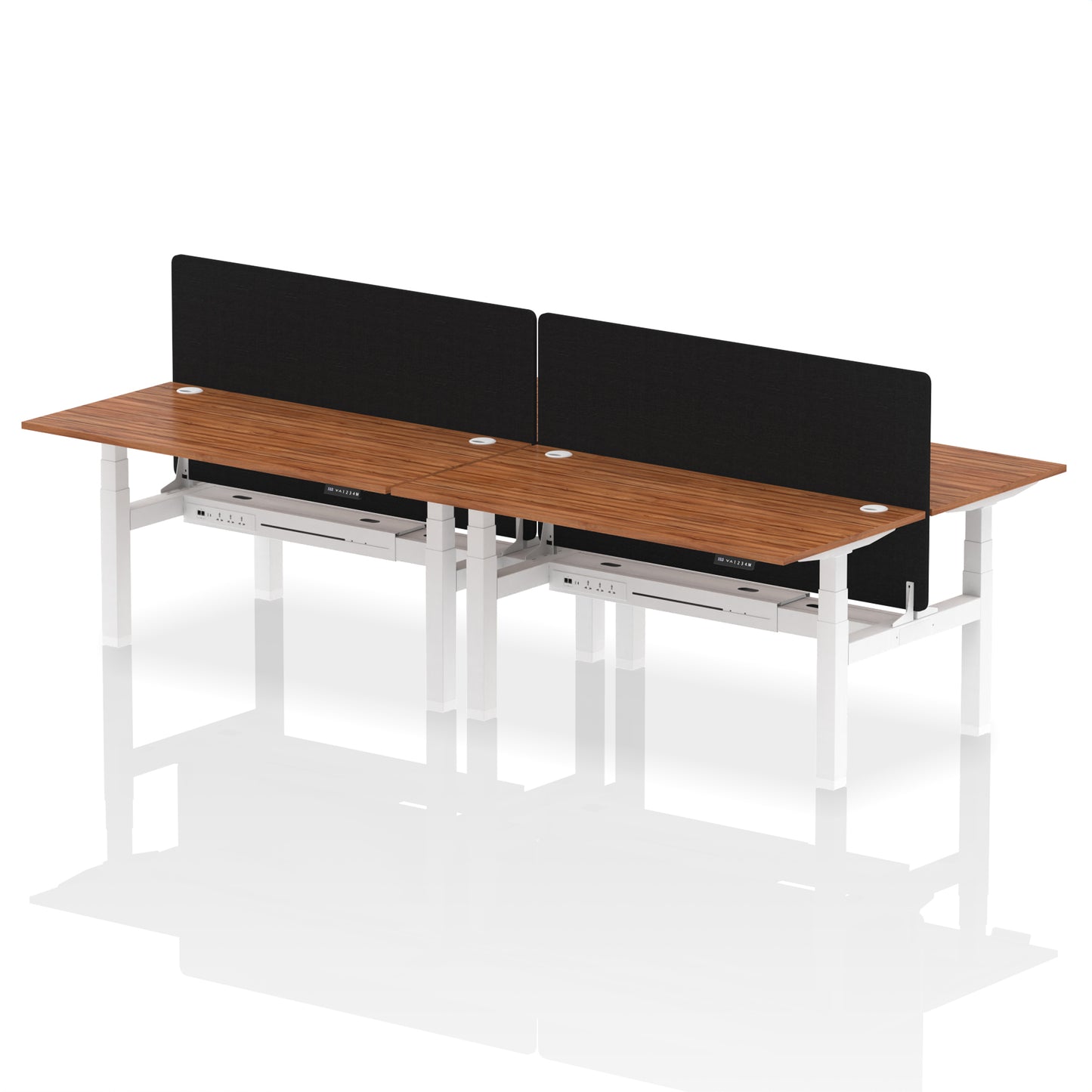 Air Back-to-Back Height Adjustable Bench Desk - 4 Person with Black Straight Screen - 1200mm, 1400mm, 1600mm, 1800mm - Multiple Colour Options