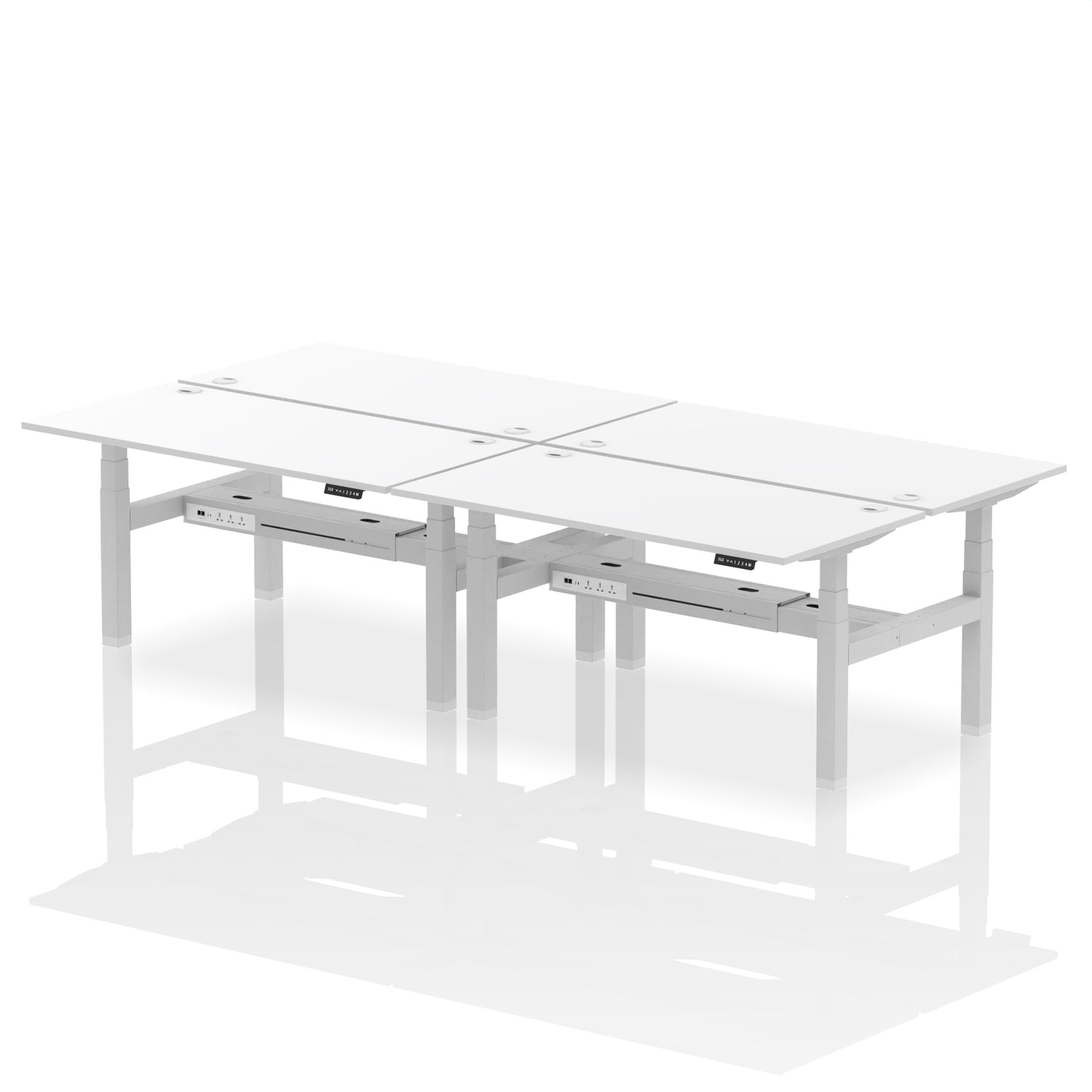 Air Back-to-Back Height Adjustable Bench Desk - 4 Person - 1200mm, 1400mm, 1600mm, 1800mm - Multiple Colour Options