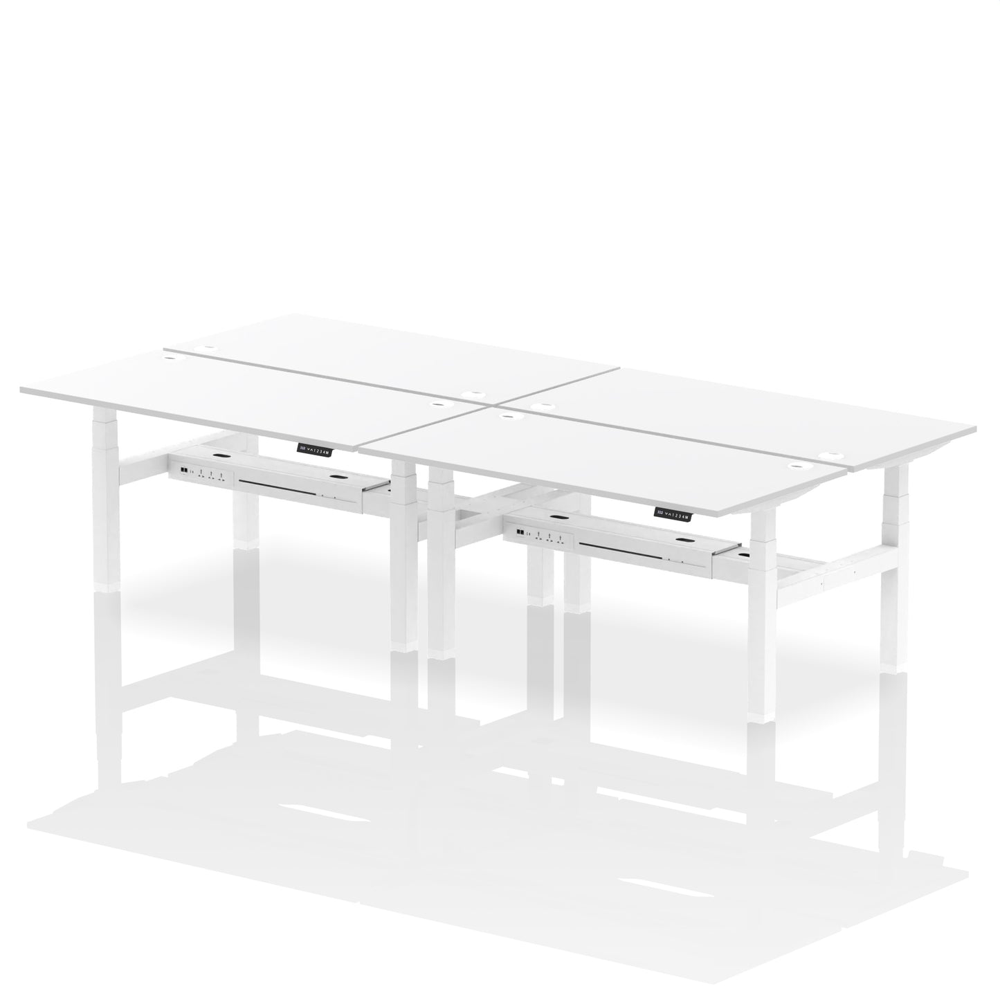 Air Back-to-Back Height Adjustable Bench Desk - 4 Person - 1200mm, 1400mm, 1600mm, 1800mm - Multiple Colour Options
