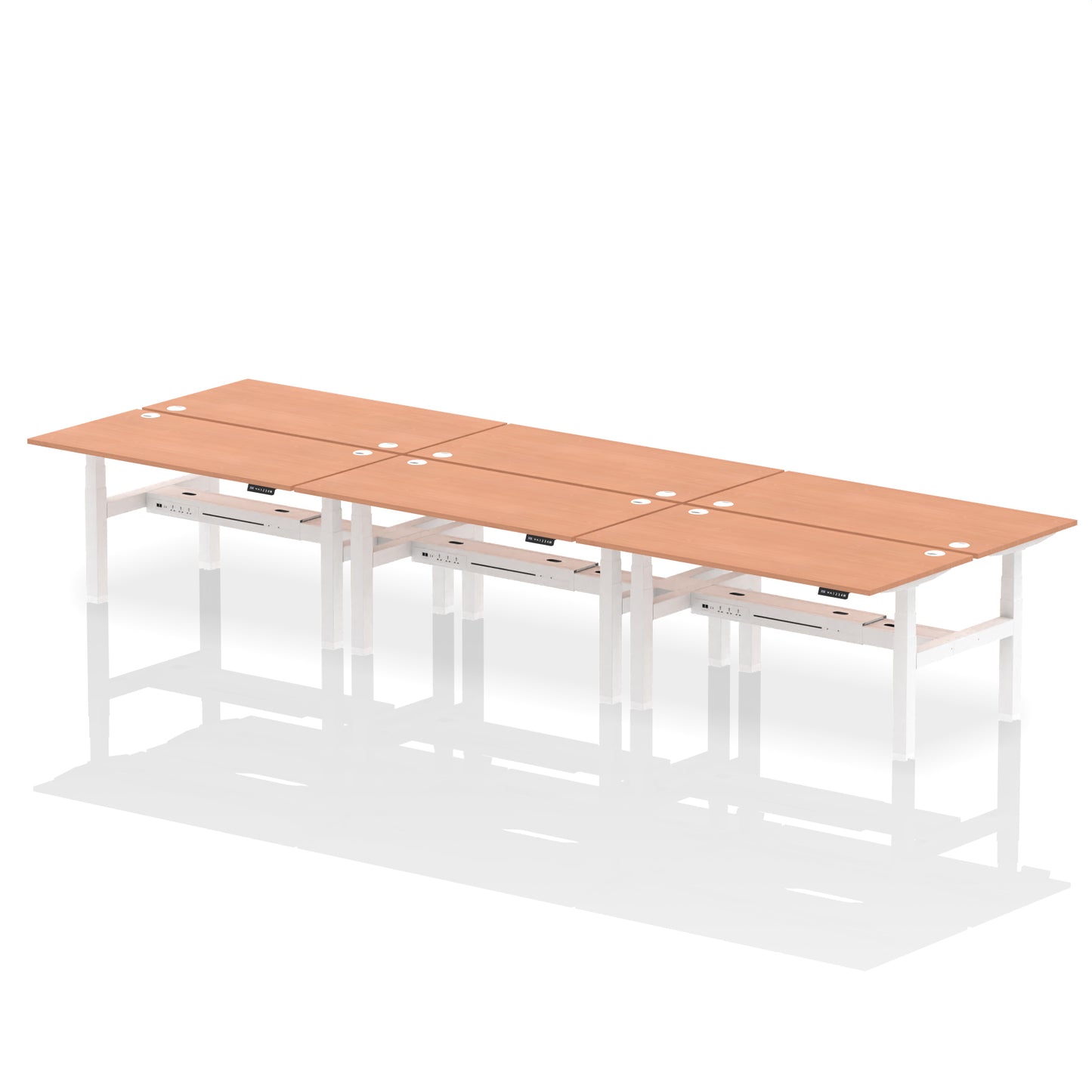 Air Back-to-Back Height Adjustable Bench Desk - 6 Person - 1200mm, 1400mm, 1600mm, 1800mm - Multiple Colour Options