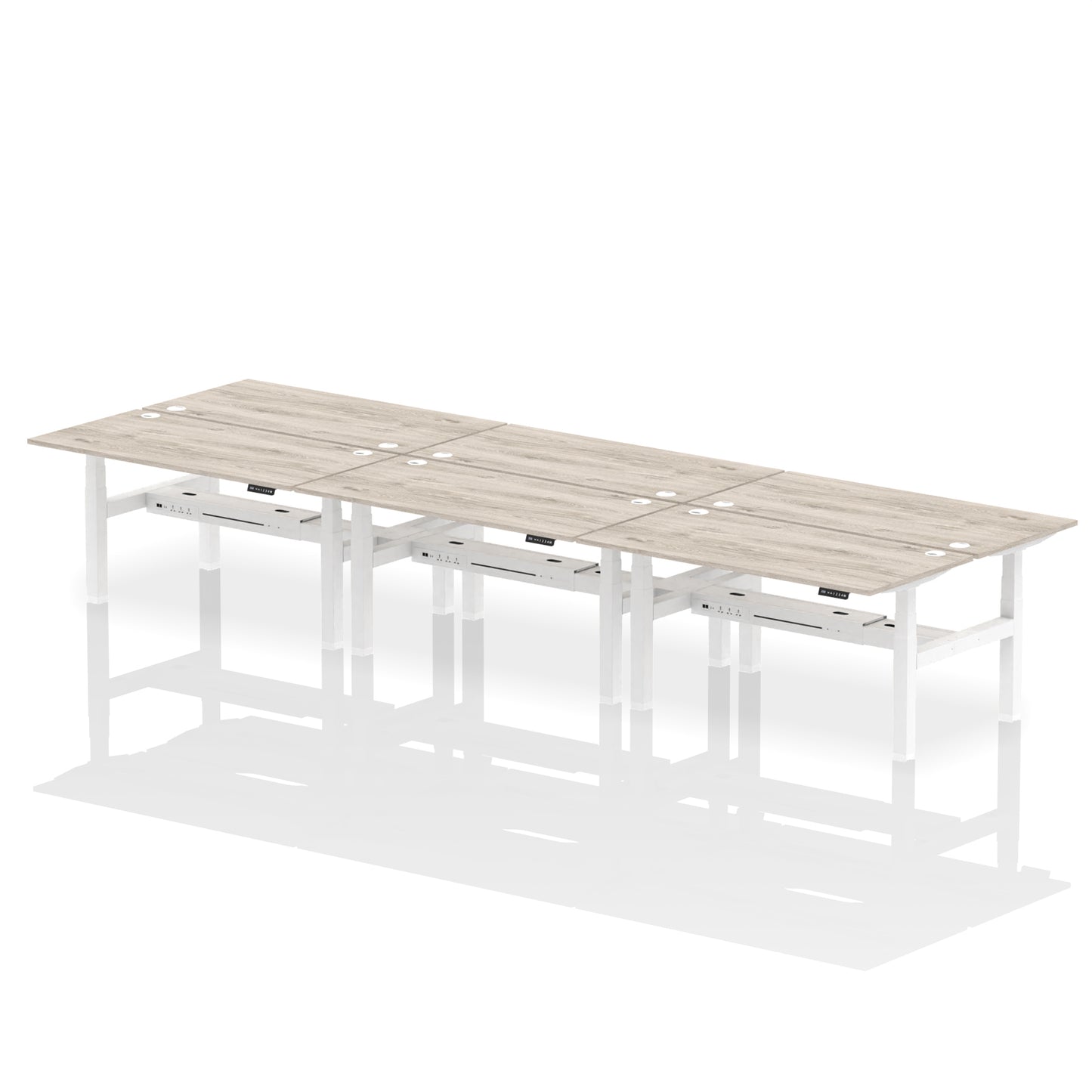 Air Back-to-Back Height Adjustable Bench Desk - 6 Person - 1200mm, 1400mm, 1600mm, 1800mm - Multiple Colour Options