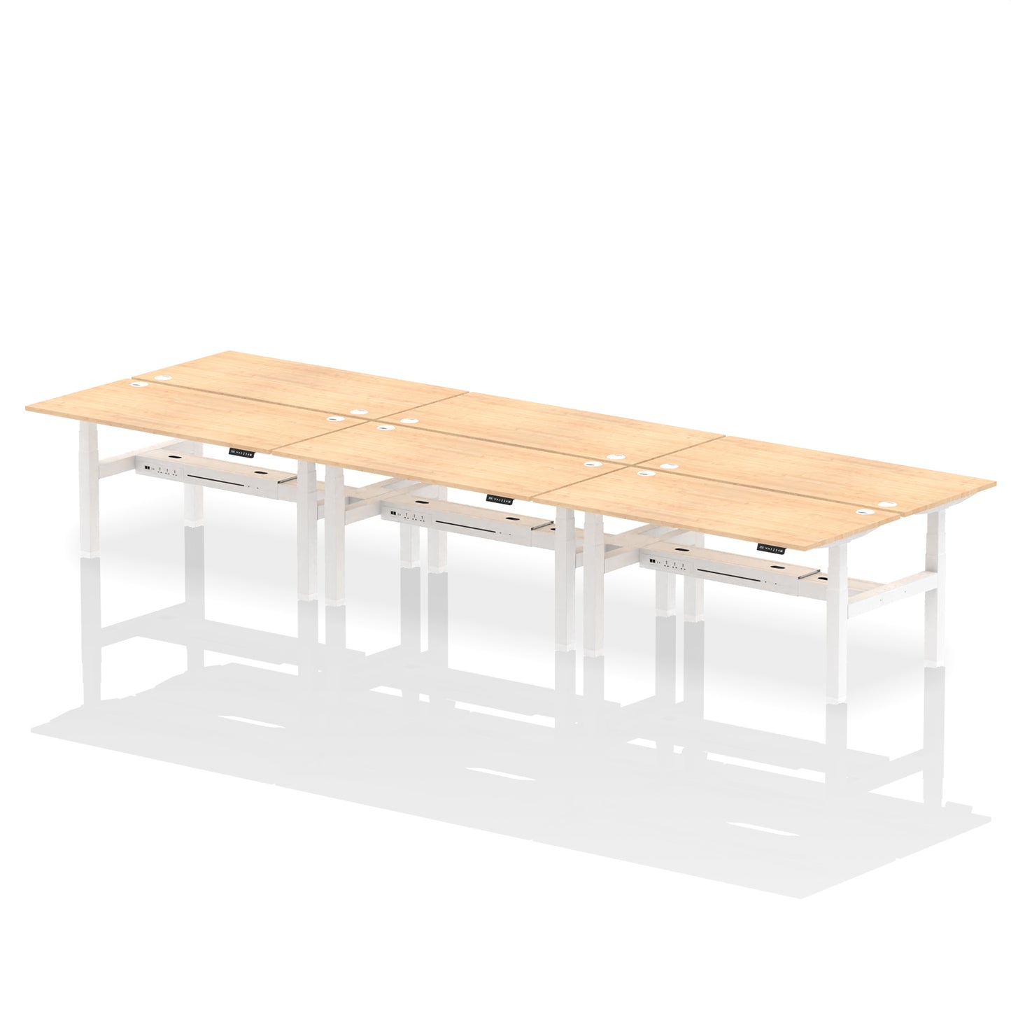 Air Back-to-Back Height Adjustable Bench Desk - 6 Person - 1200mm, 1400mm, 1600mm, 1800mm - Multiple Colour Options