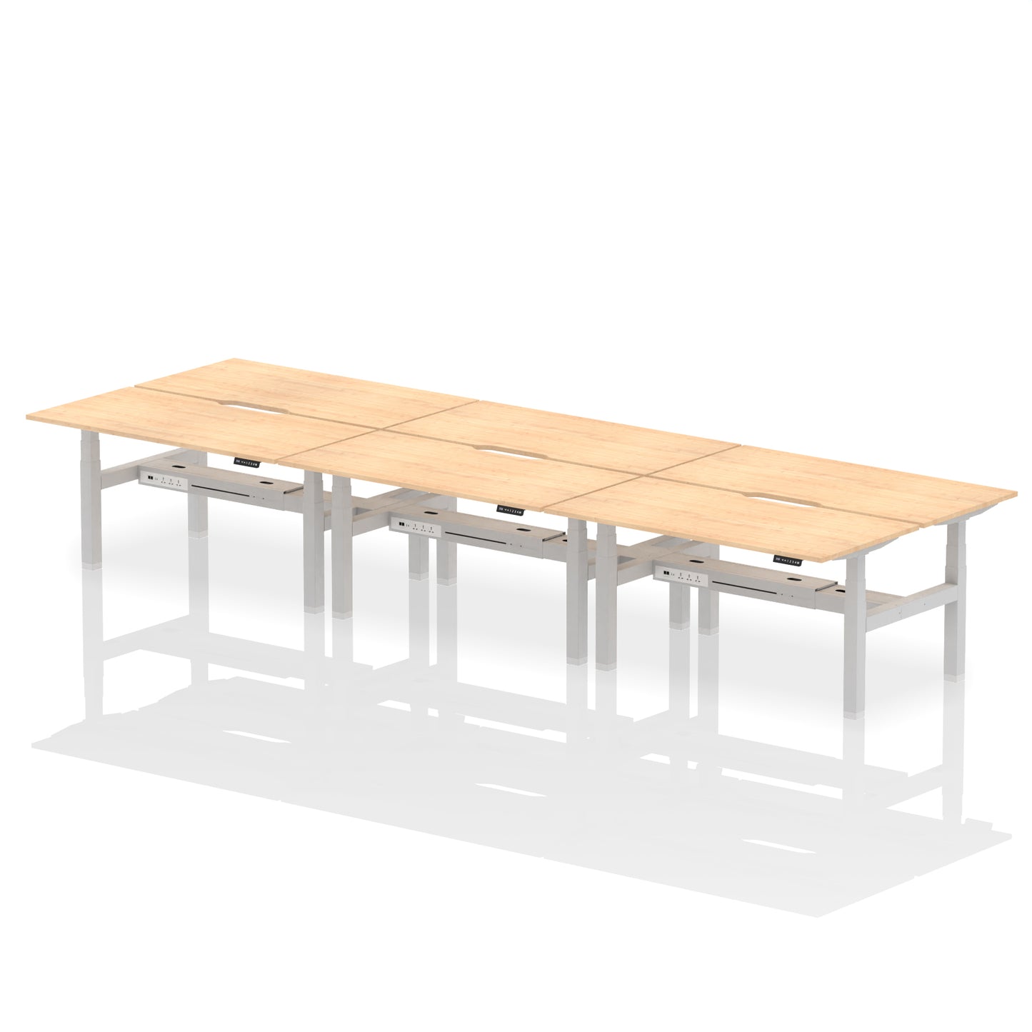 Air Back-to-Back Scalloped Edge Height Adjustable Bench Desk - 6 Person - 1200mm, 1400mm, 1600mm - Multiple Colour Options