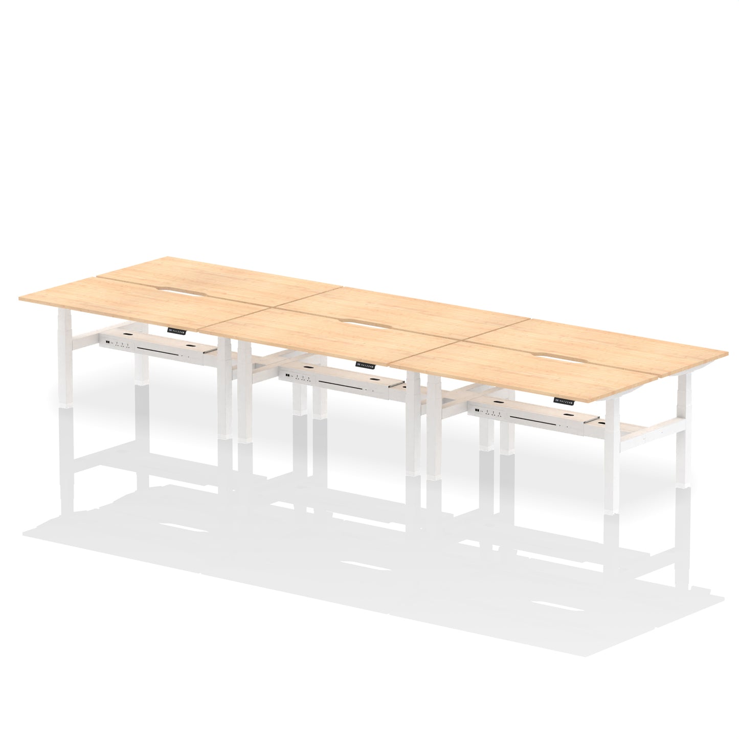 Air Back-to-Back Scalloped Edge Height Adjustable Bench Desk - 6 Person - 1200mm, 1400mm, 1600mm - Multiple Colour Options