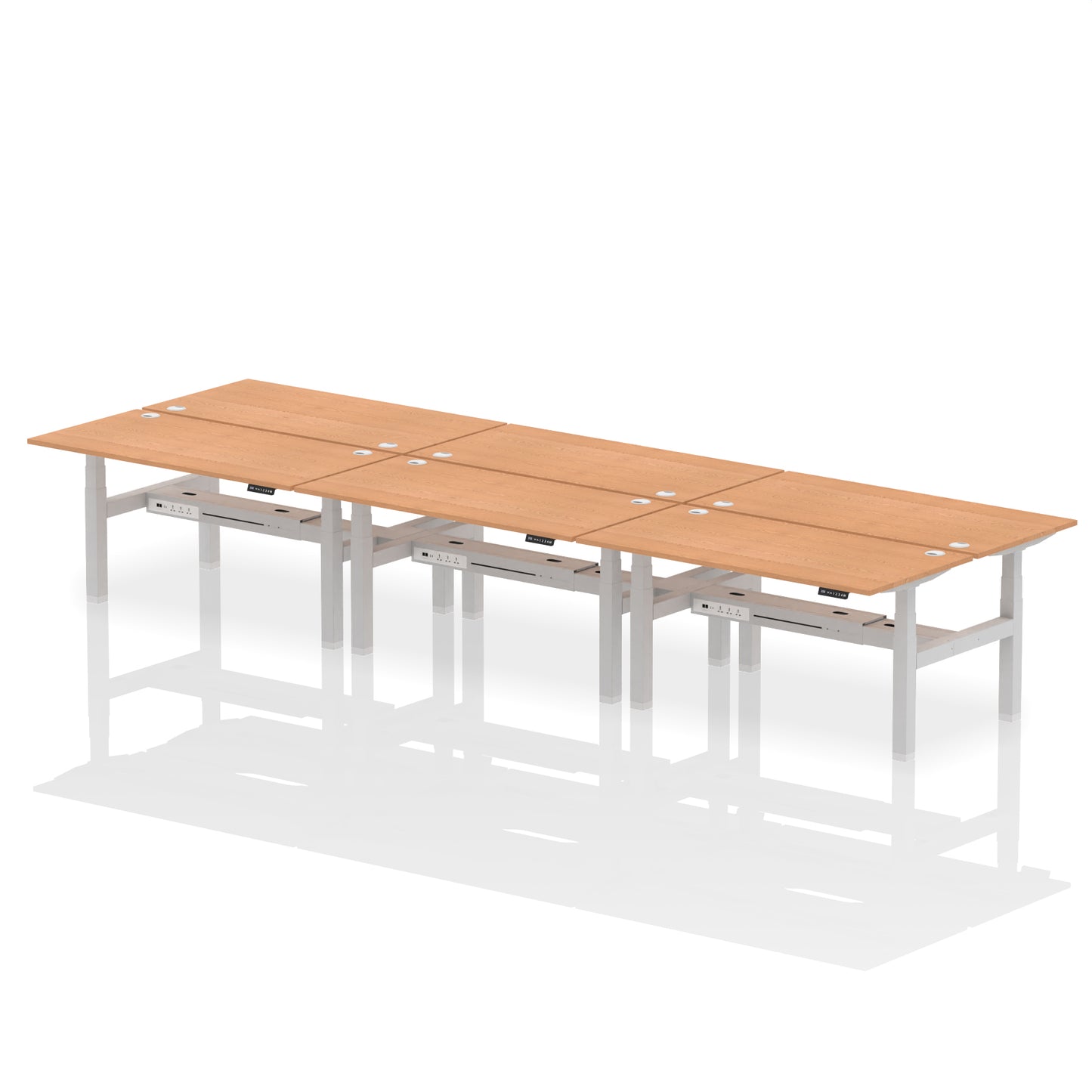 Air Back-to-Back Height Adjustable Bench Desk - 6 Person - 1200mm, 1400mm, 1600mm, 1800mm - Multiple Colour Options